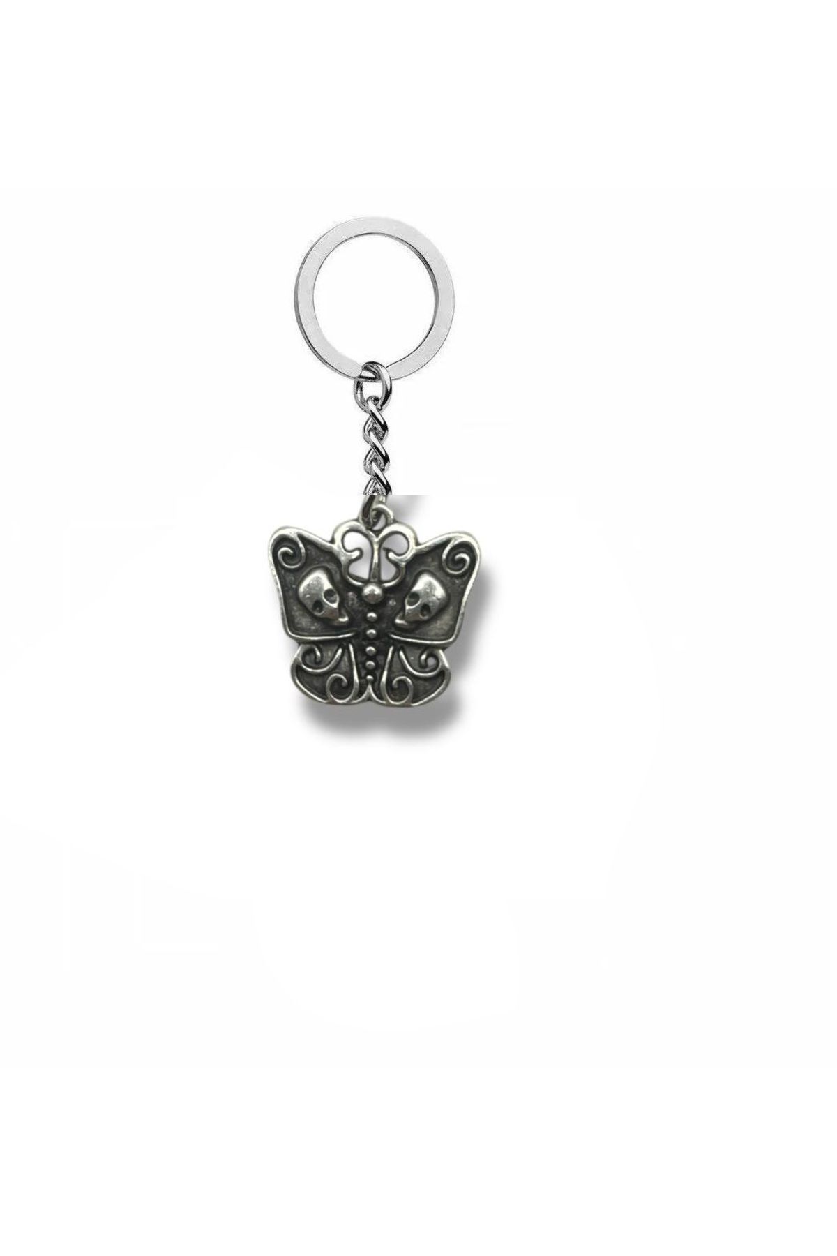 Herşey Nota Deathly Butterfly Figürlü Unisex Anahtarlık | Metal Renk | Gotik Aksesuar