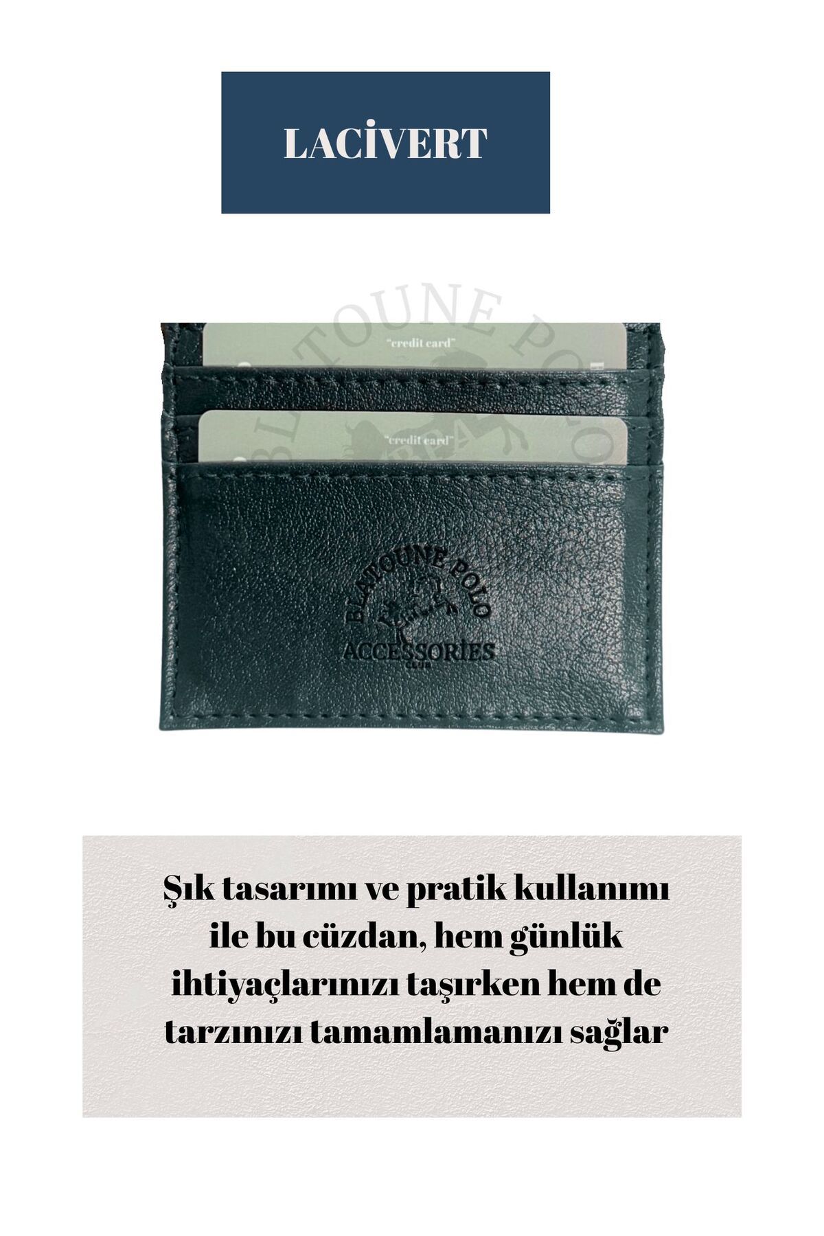 Blatoune Polo Unisex Suni Deri İnce Model Kağıt Para Bölmeli Kredi Kartı Ve Kartvizitlik Kartlık