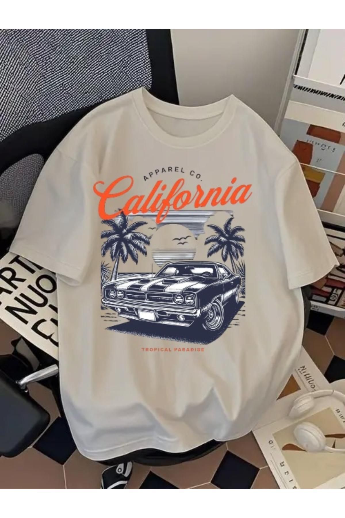 EQİ California Araba Baskılı Oversize T-Shirt