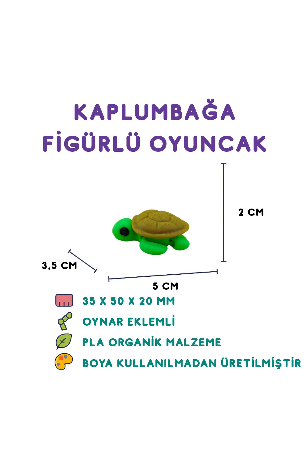 Totilina Kaplumbağa Figür - 3D Sakin Hayvan Mini Oyuncak