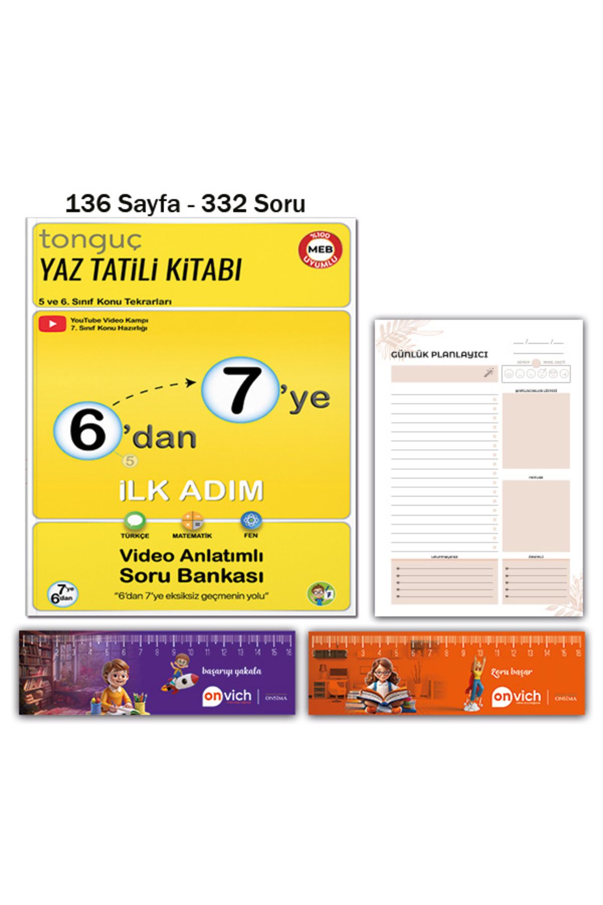 Tonguç Yayınları 7. Sınıf 6 dan 7 ye Hazırlık Yaz Tatili Kitabı - Günlük Planlayıcı Set