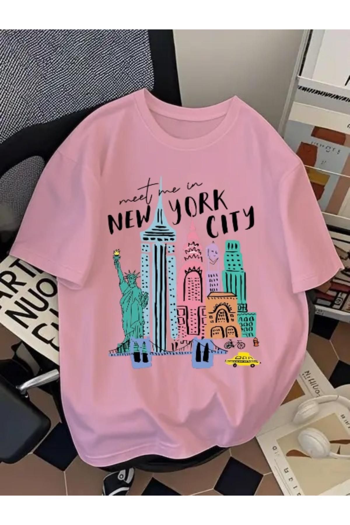 EQİ New York City Baskılı Oversize T-Shirt