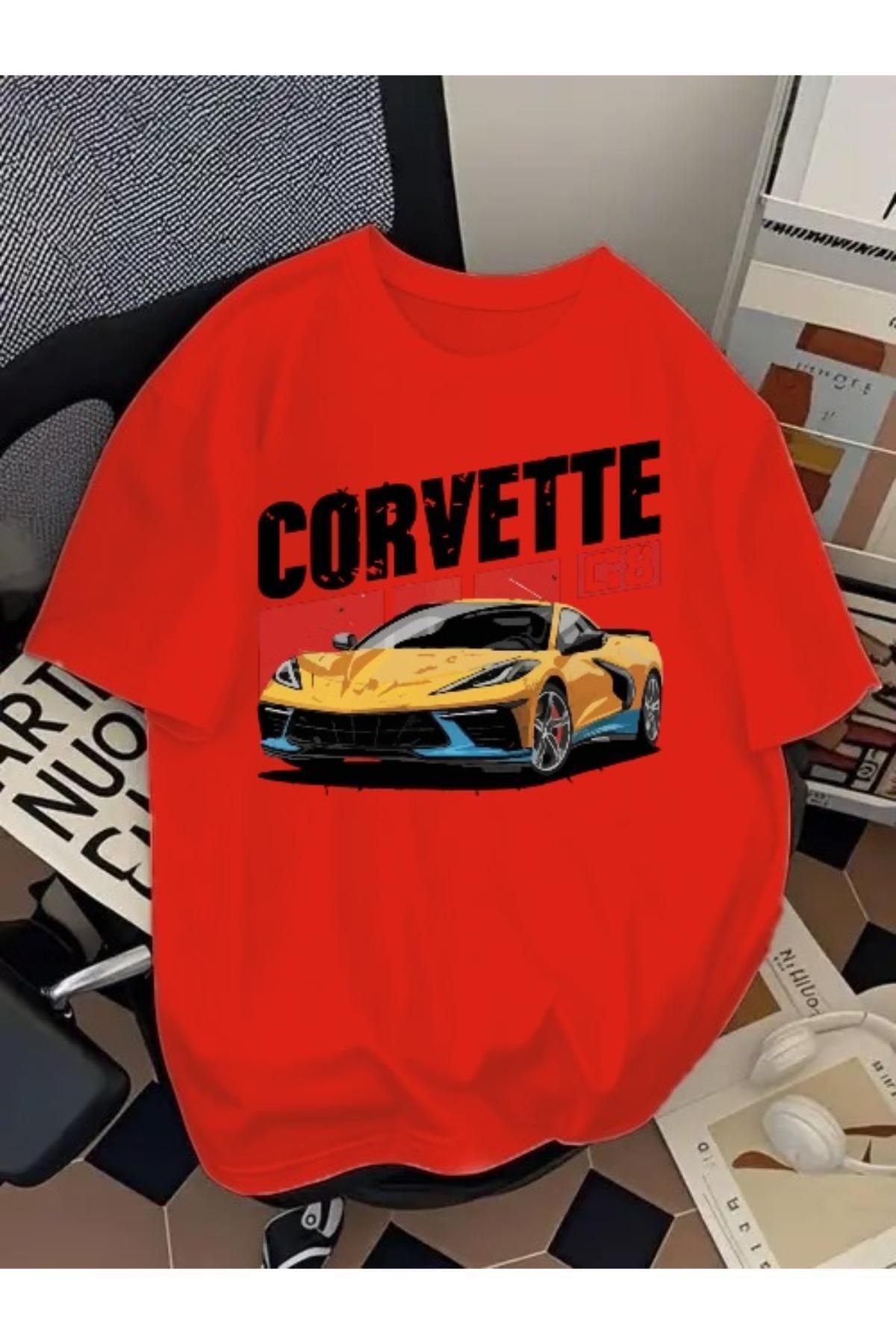 EQİ Corvette Araba Baskılı Oversize T-Shirt