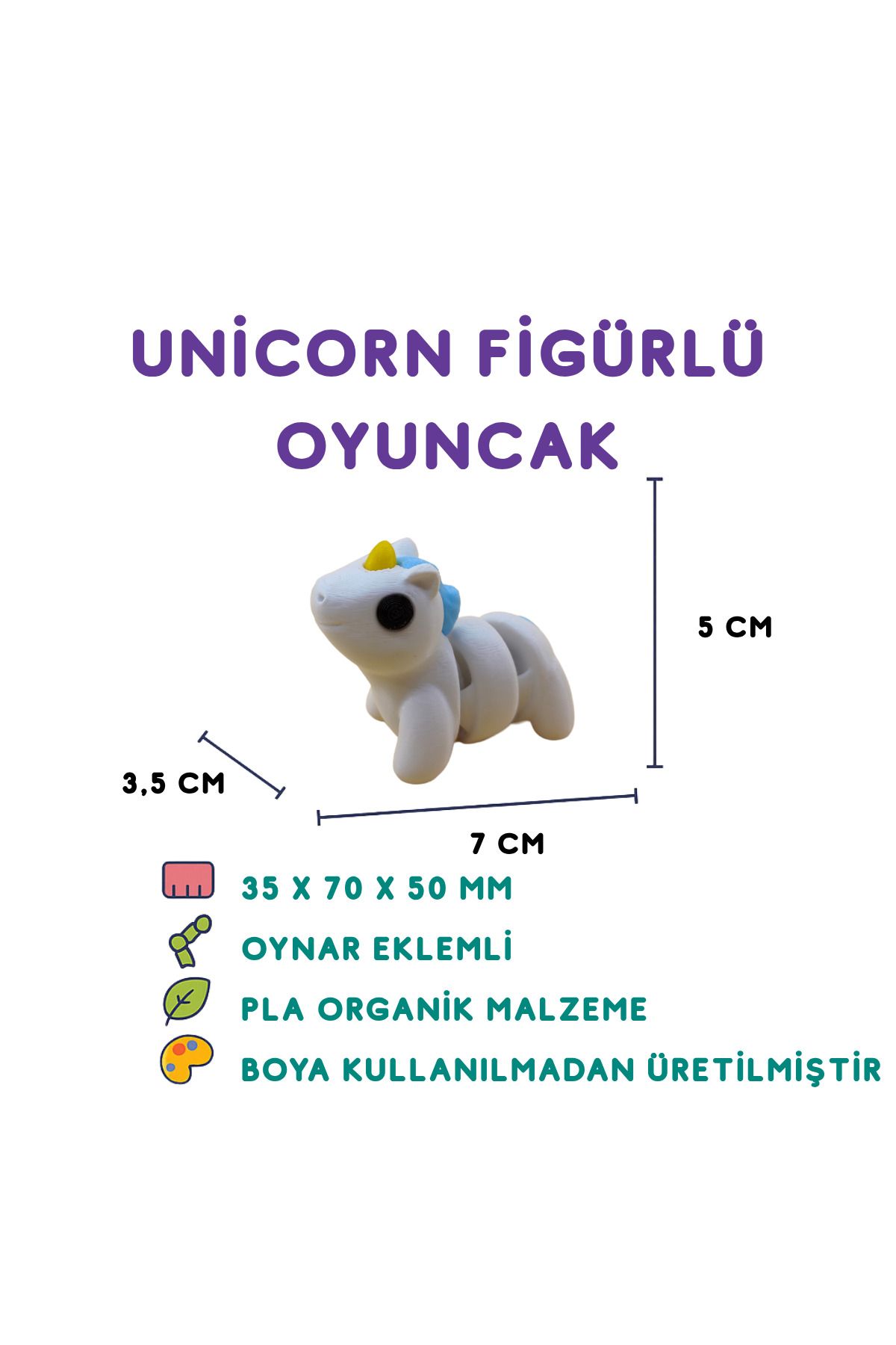 Totilina Unicorn Figür - Renkli 3D Dekoratif Oyuncak