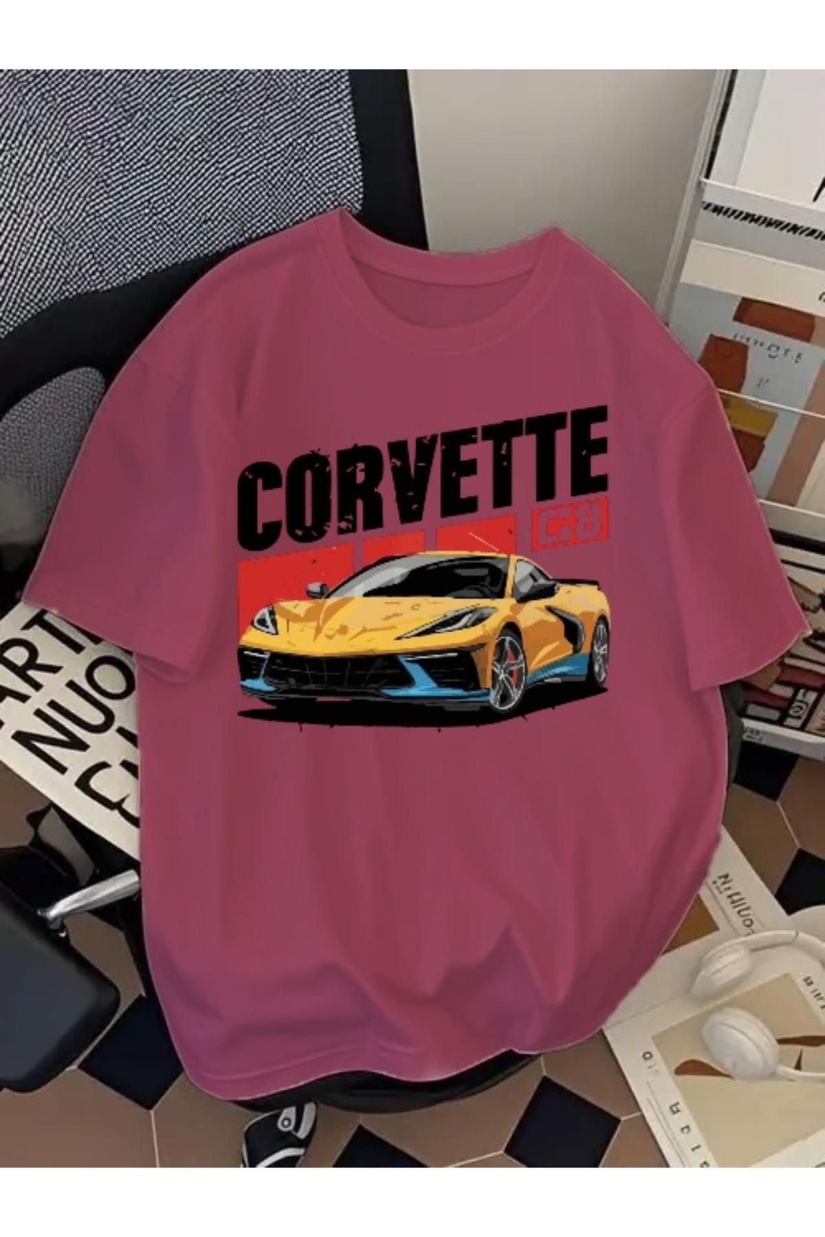 EQİ Corvette Araba Baskılı Oversize T-Shirt