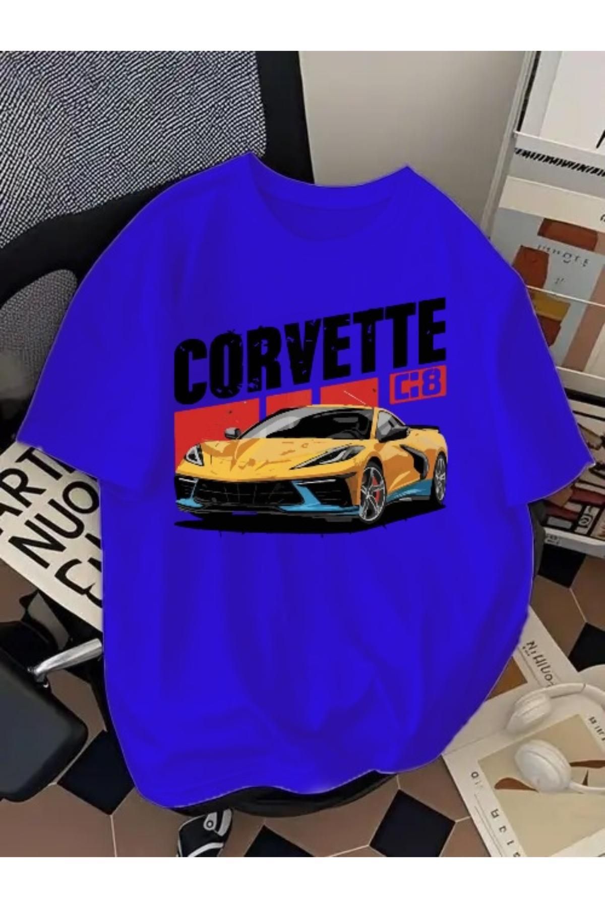 EQİ Corvette Araba Baskılı Oversize T-Shirt