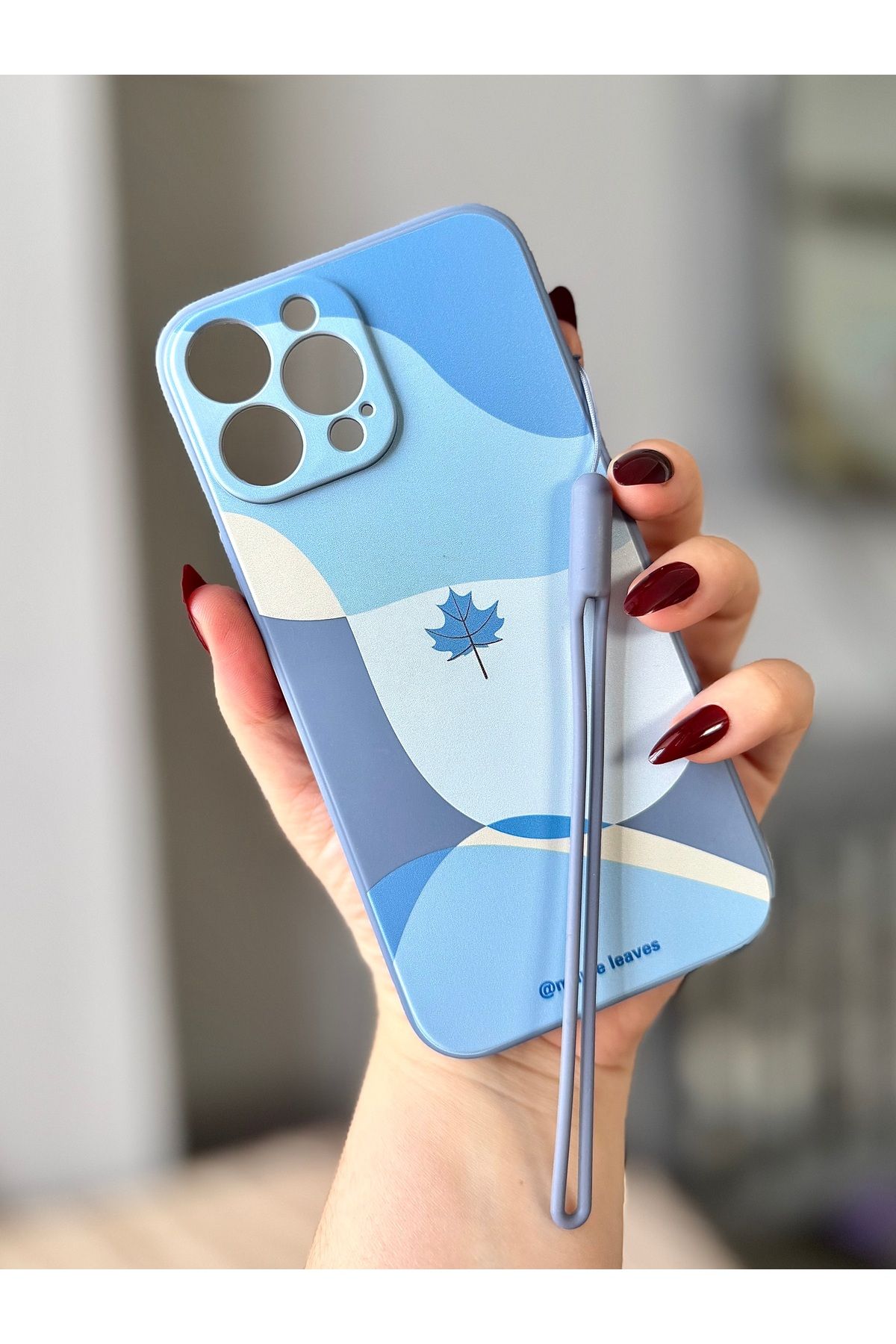 MirazTasarim IPHONE 13 PROMAX İPLİ MAVİ KENAR DESENLİ KILIF