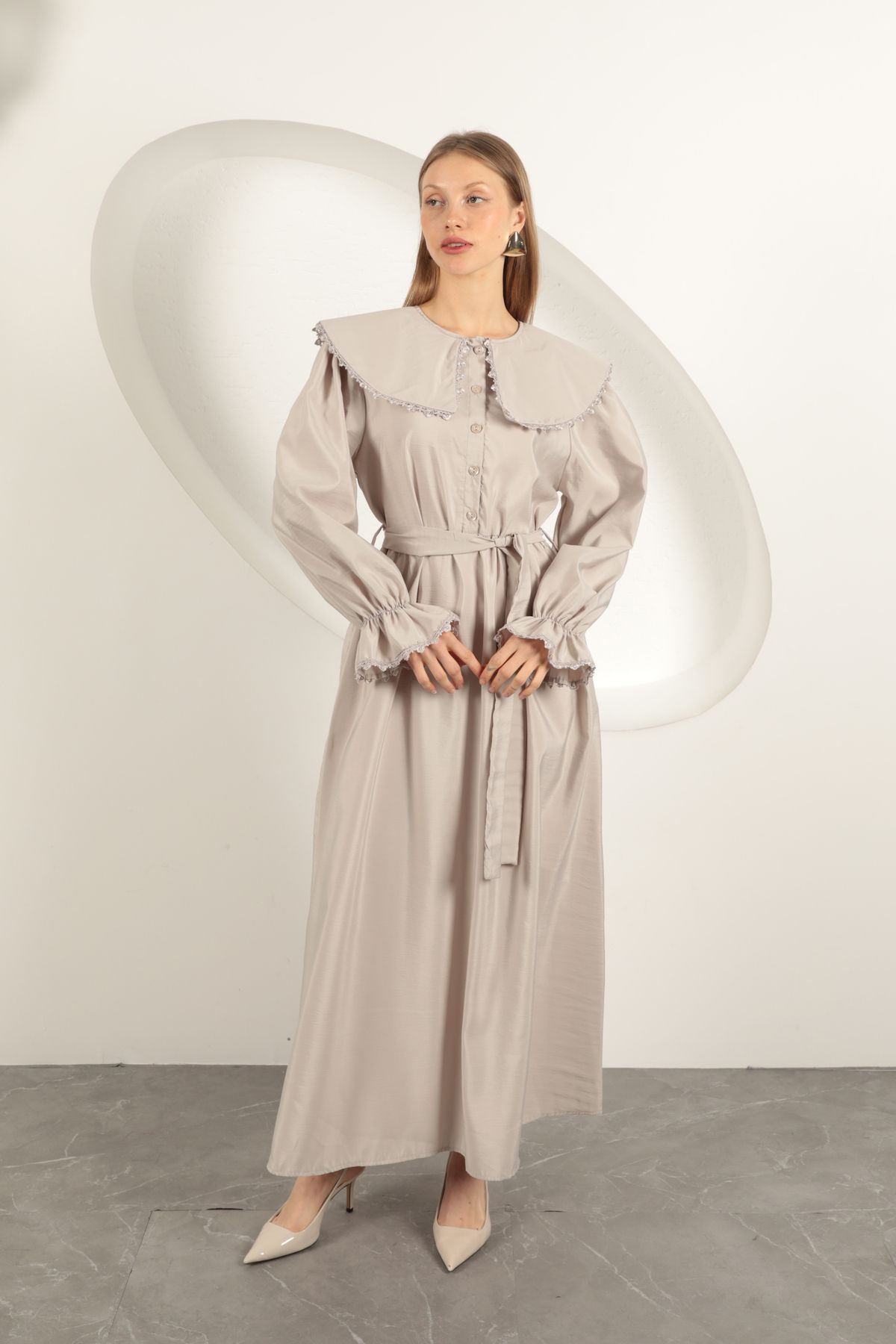 MODA Modal Kumaş Dantelli Elbise