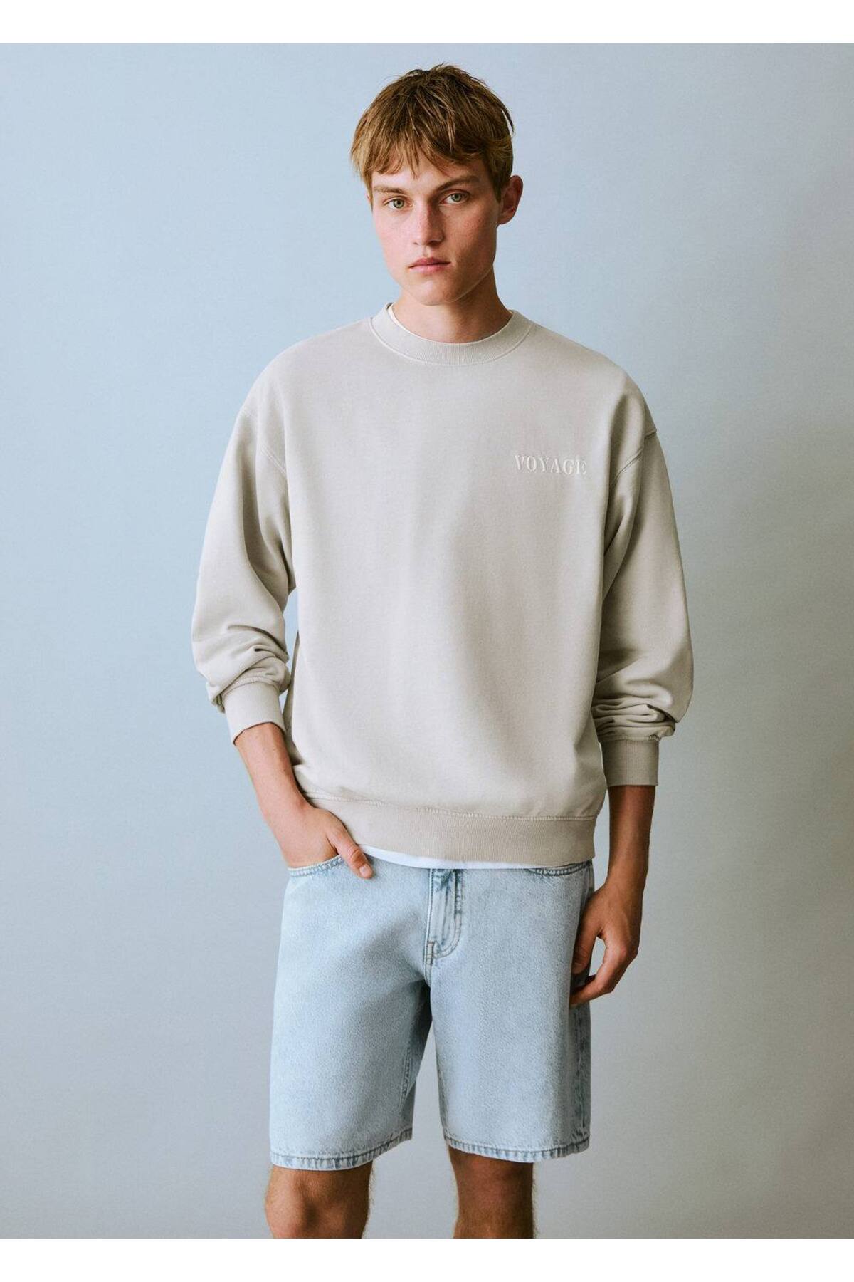 Mesajlı pamuklu sweatshirt