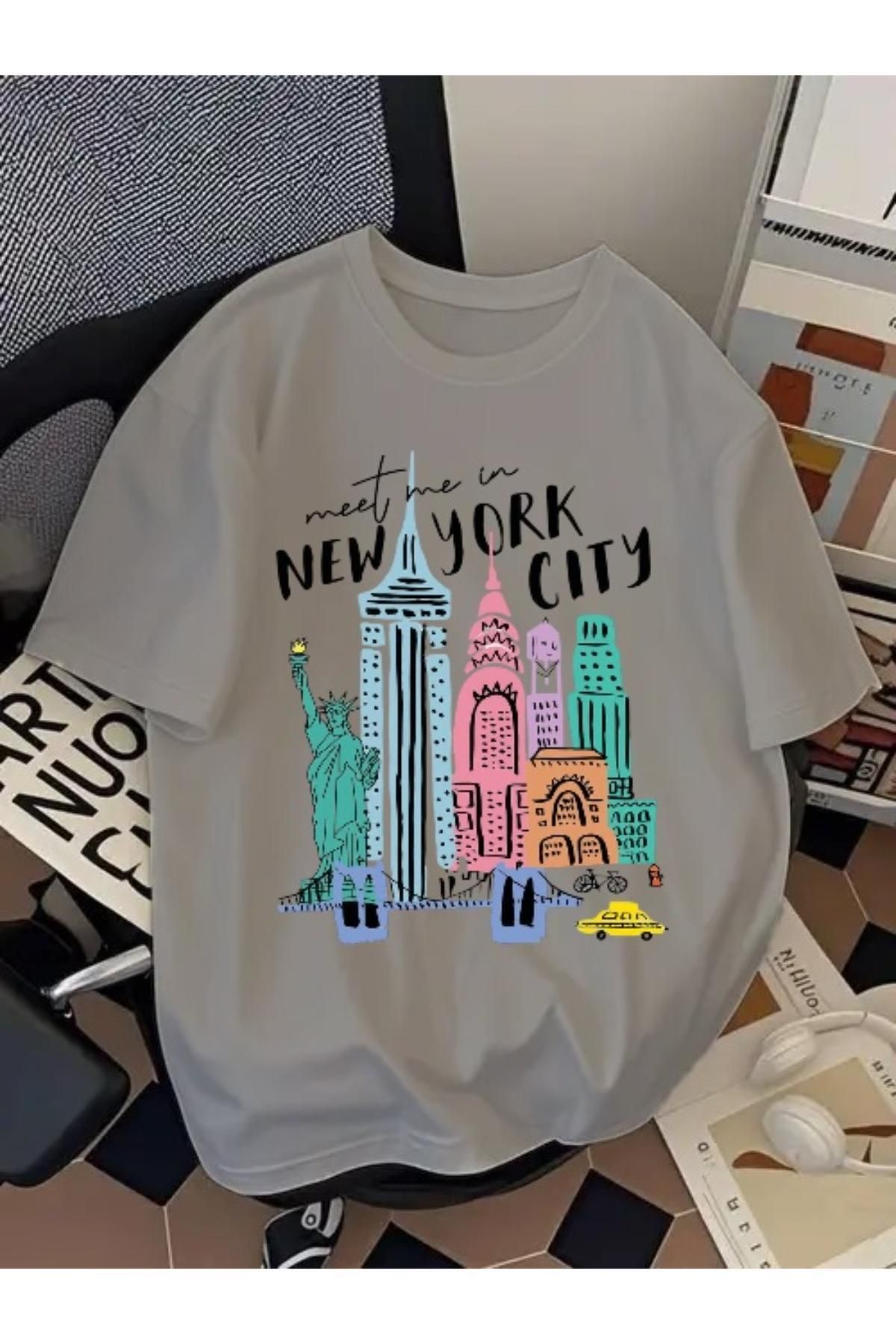 EQİ New York City Baskılı Oversize T-Shirt