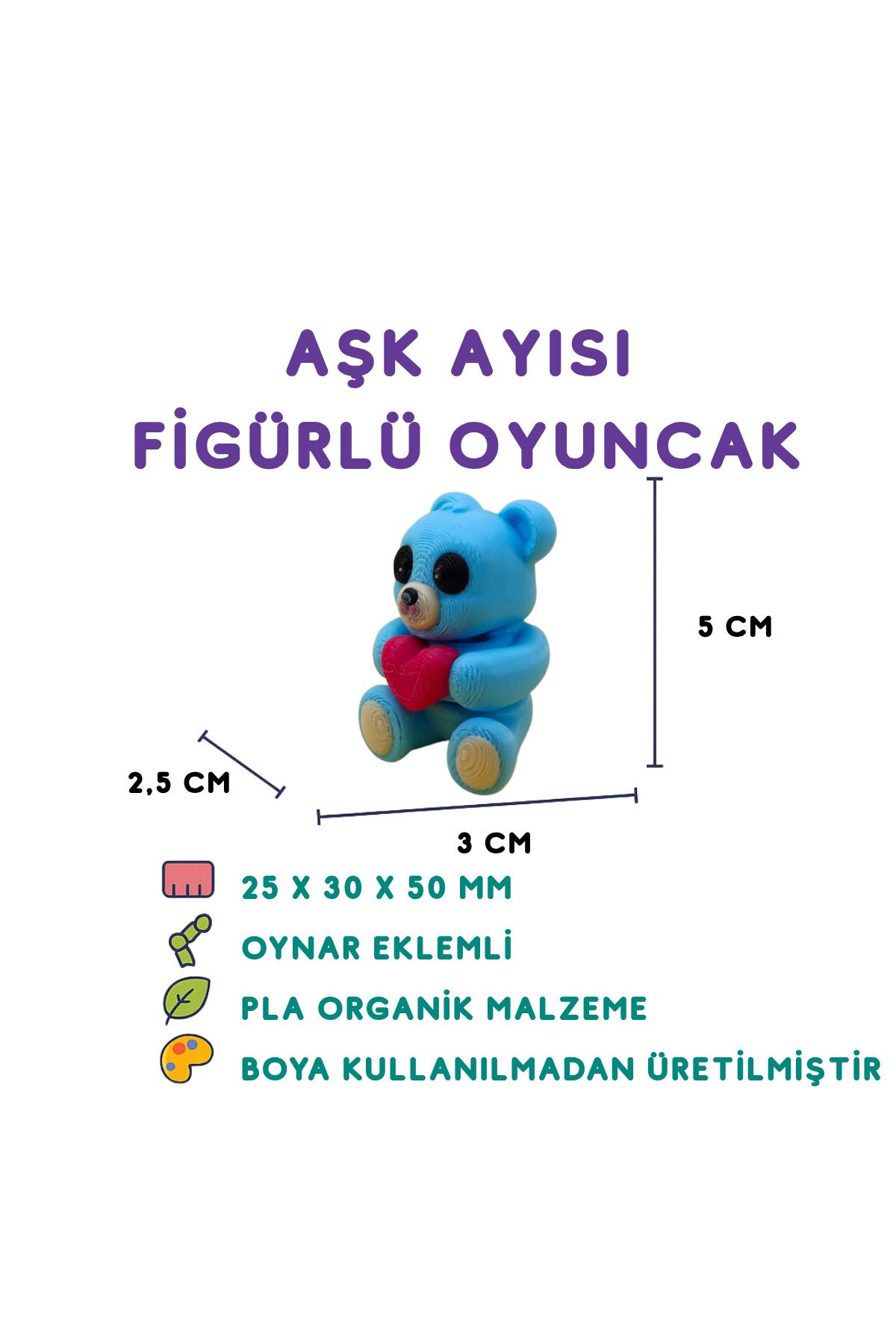 Totilina Aşk Ayısı Mavi - 3D Sevgiliye Hediye Oyuncak