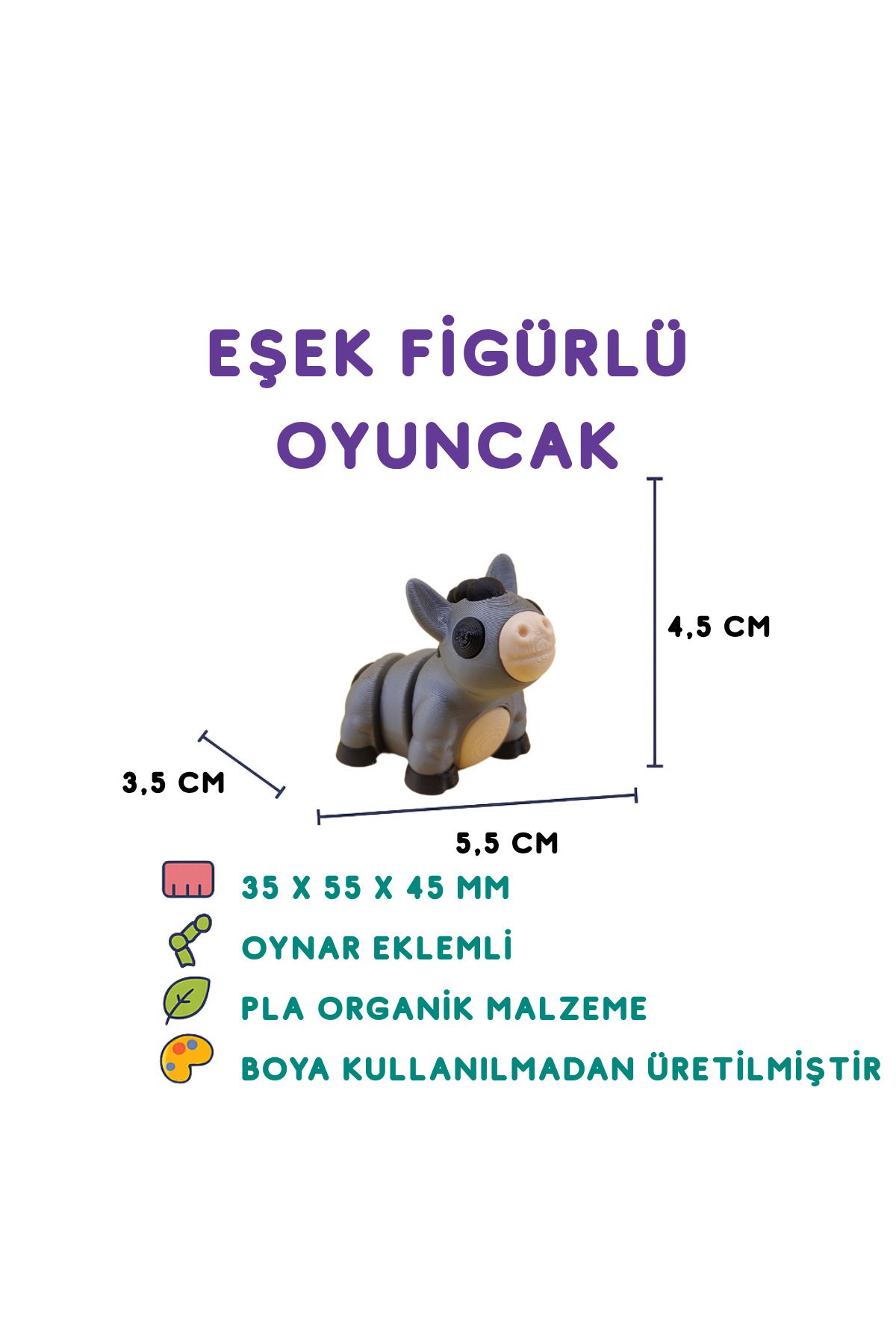 Totilina Eşek Figür - 3D Sevimli Hayvan Oyuncak