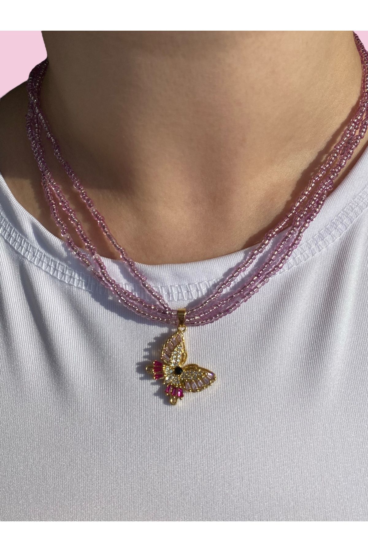 Glowelier Flora Kelebek Kolye | El yapımı |