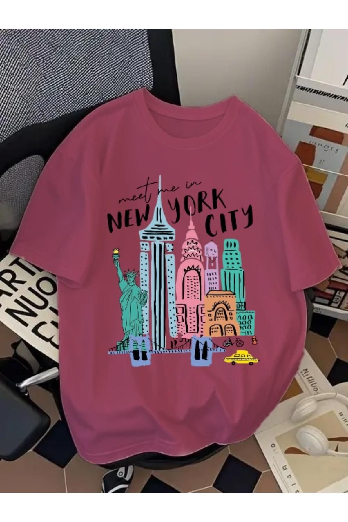 EQİ New York City Baskılı Oversize T-Shirt