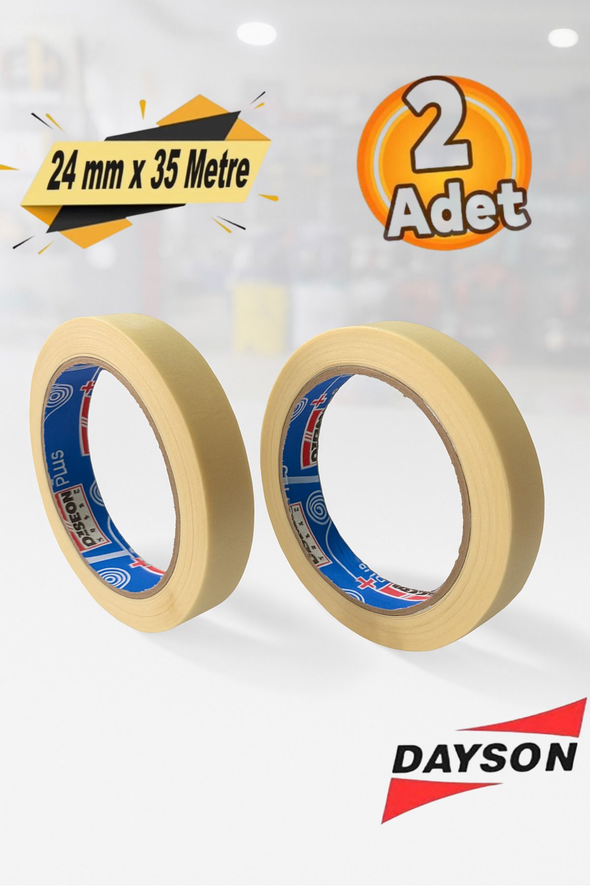 DAYSON Maskeleme Kağıt Bant Beyaz 24 mm x 35 Metre (2 Adet)