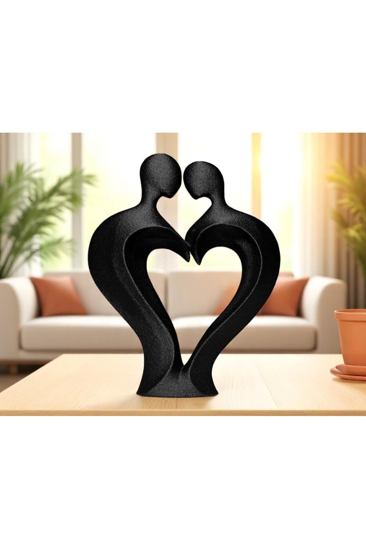TNC 3D Store 3D Baskı Minimal Kalp Formlu Sevgili Heykeli - Dekoratif Obje