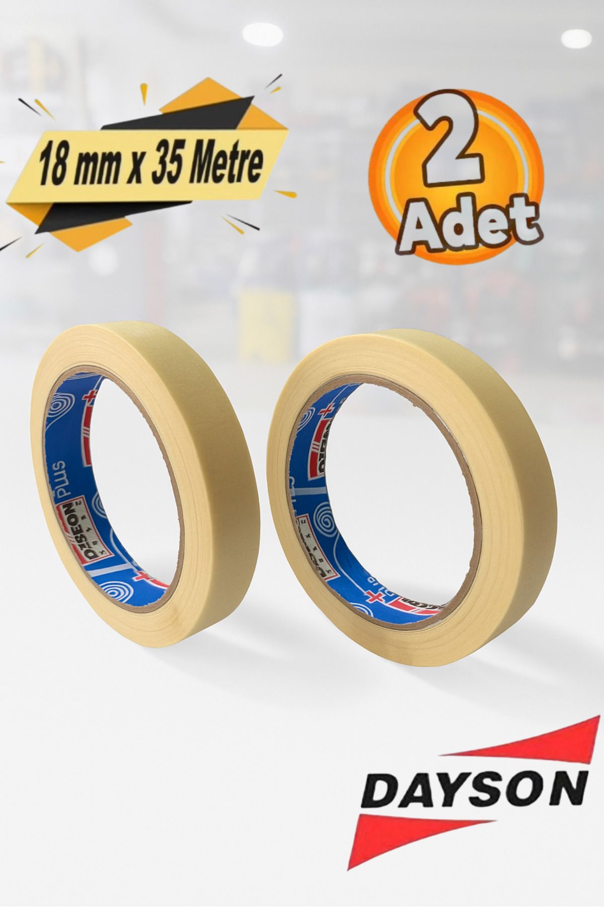 DAYSON Maskeleme Kağıt Bant Beyaz 18 mm x 35 Metre (2 Adet)