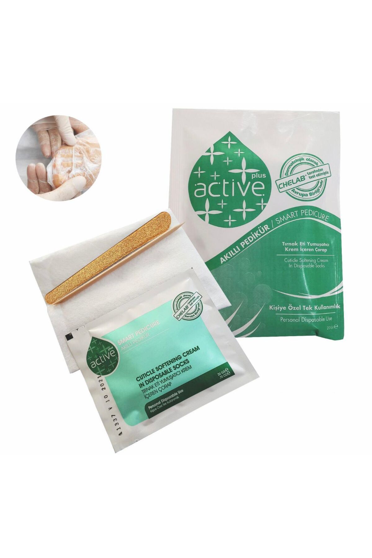 Active TEK KULLANIMLIK KİŞİYE ÖZEL HİJYENİK SUSUZ PEDİKÜR SETİ 50 ADET'Lİ PAKET