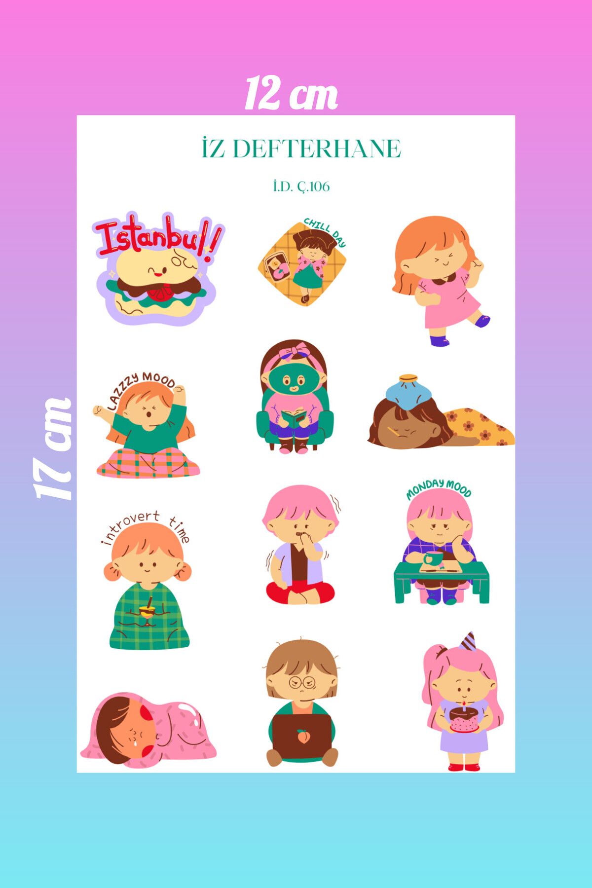 İZ DEFTERHANE Renkli Mod Çıkartma Rutinler Sticker (Defter ajanda ve günlük planlayıcılar için uygun)