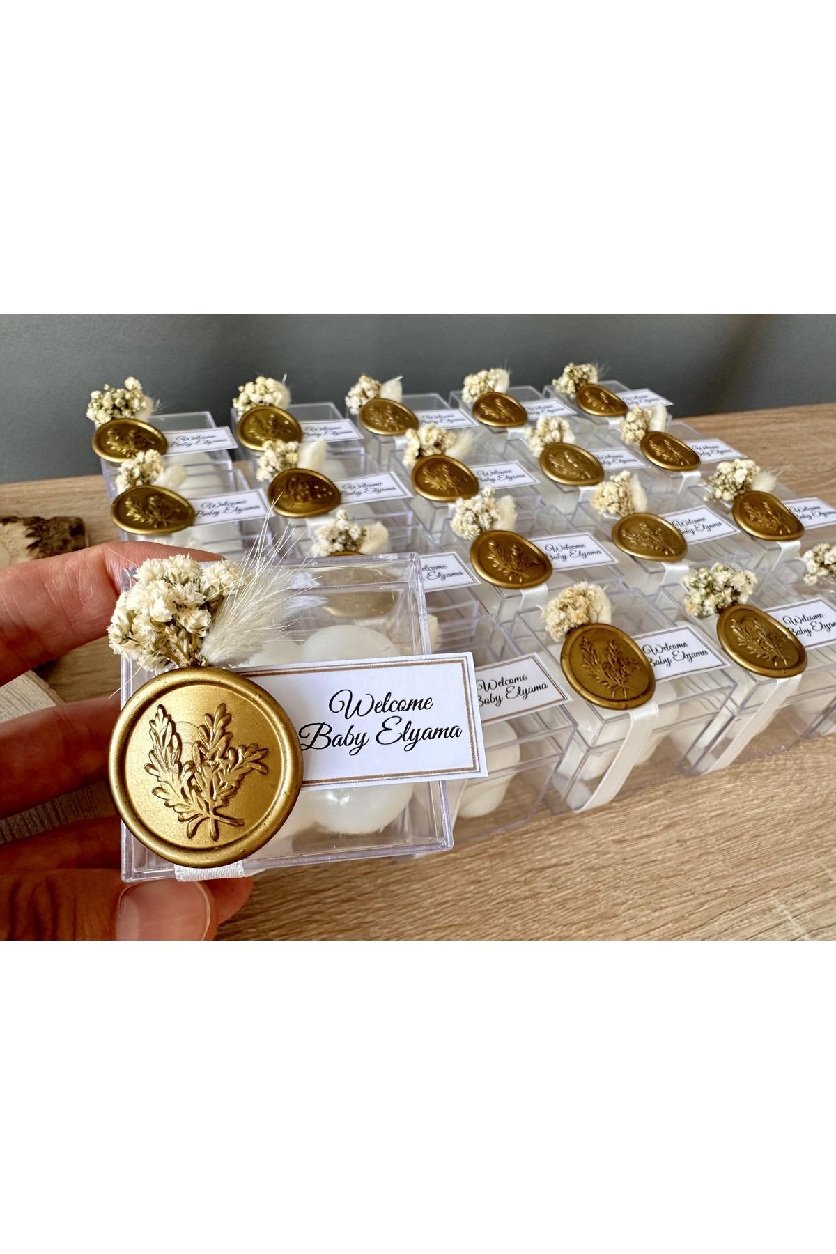 MoreAndMoreCandles Şeffaf Kutuda Kokulu Soya Wax Bubble Mum – Kuru Çiçek, Mühürlü Düğün, Baby Shower Hediyesi (10 Adet)