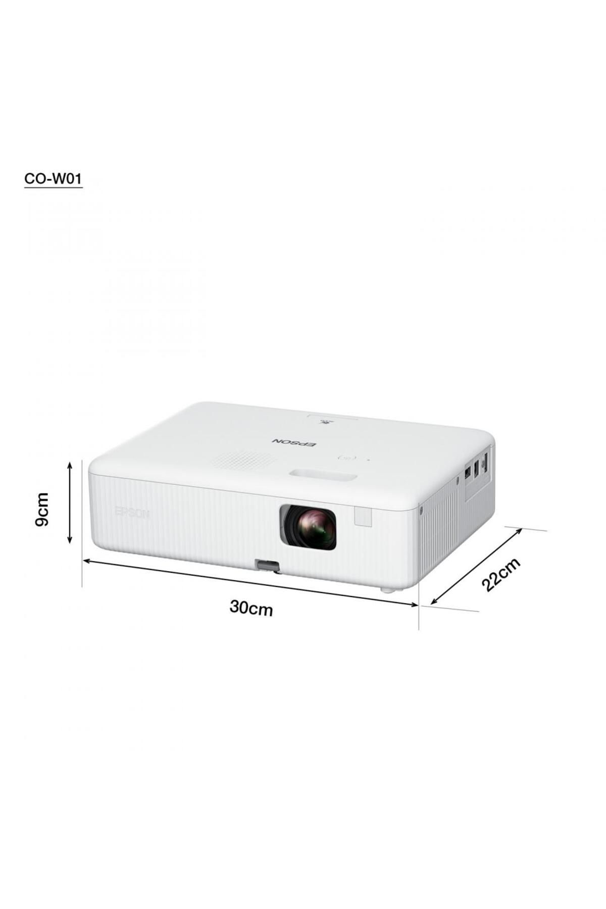 EPSON-CO-W01 projector, 3LCD, 3,000 lumens/ 2,000 Ecomode, WXGA, HD ready, 16:10, 6,000 hour lamp 1