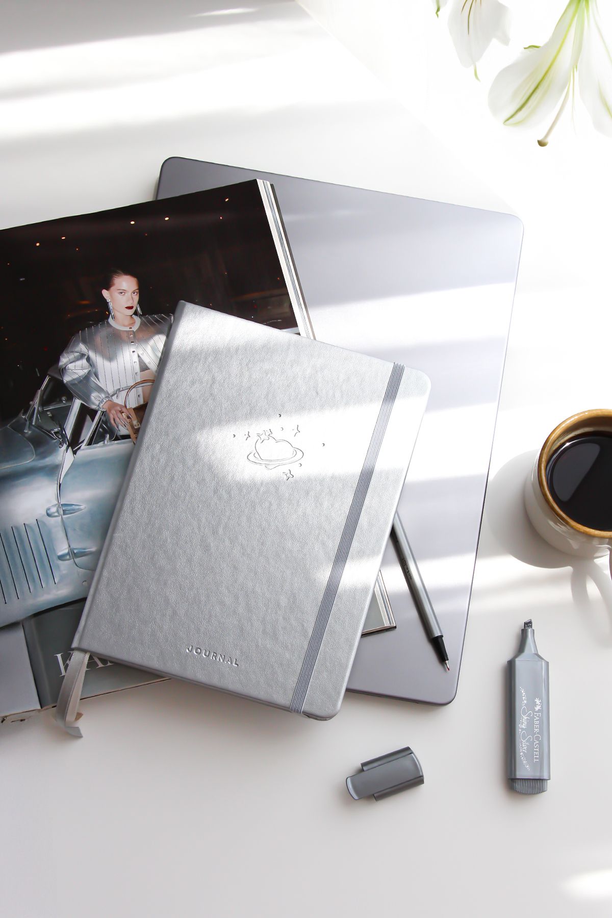 PAPERORA A5 Bullet Journal Noktalı Defter 140 gr. 80 Yaprak Silver Glow