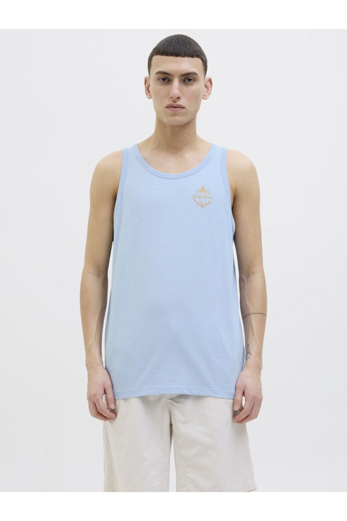 Jack & Jones Erkek Mavi Jjone Color Summer Tanktop Sl Atlet 12269423-Chambrayb