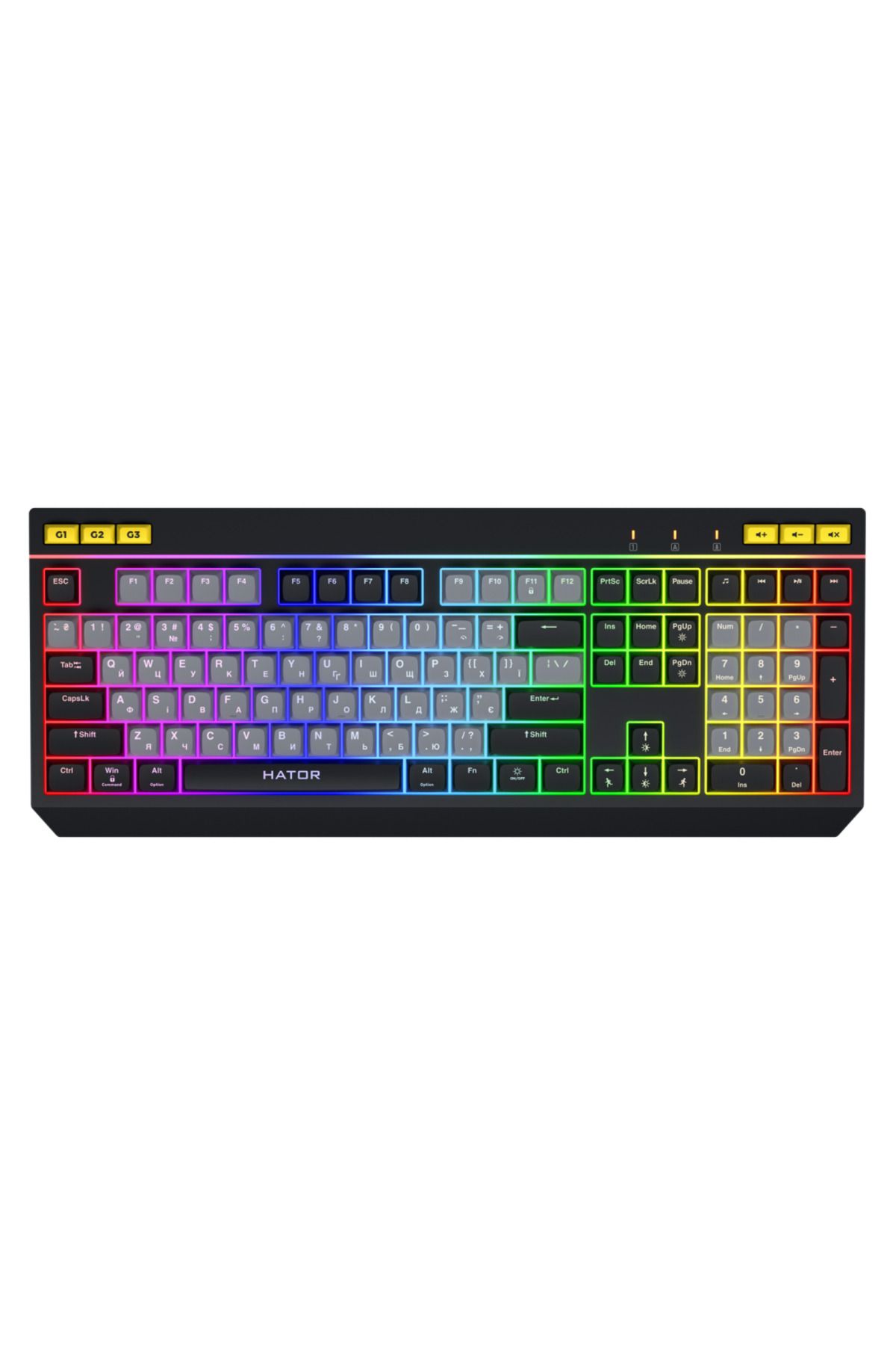 HATOR-Icefall wired mechanical keyboard, USB connectivity, 1000Hz polling rate, RGB lighting 1