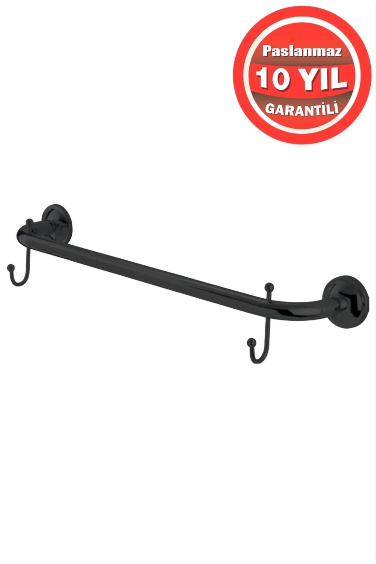 ÇELİK BANYO Paslanmaz Pirinç Mat Siyah Bella Kancalı 60 cm Uzun Havluluk