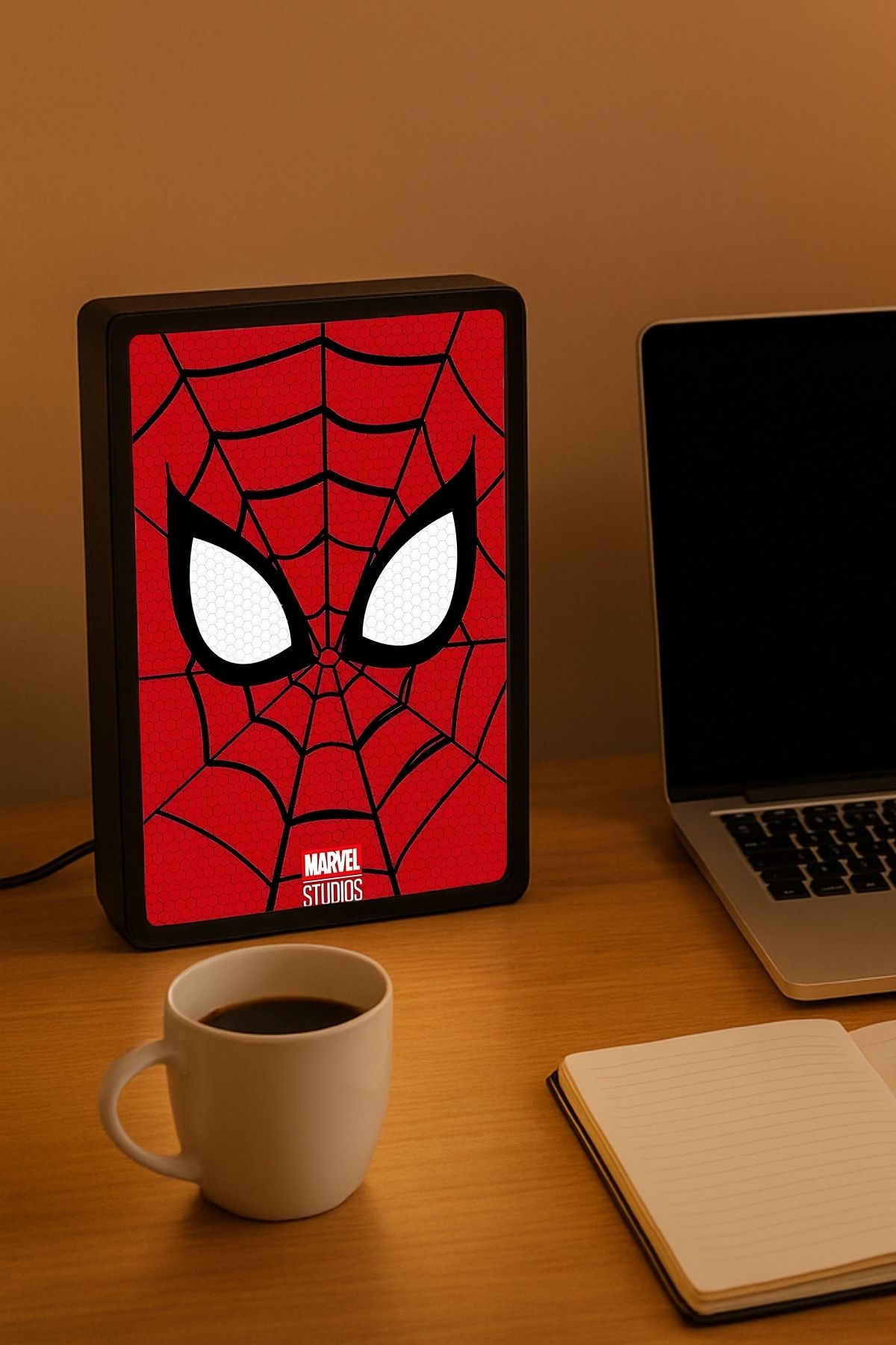 SevindirenŞeyler Spider Man Örümcek Adam Çocuk Odası Gece Lambası - Işık Kutusu, Masa Lambası, Light Box 16x11 cm