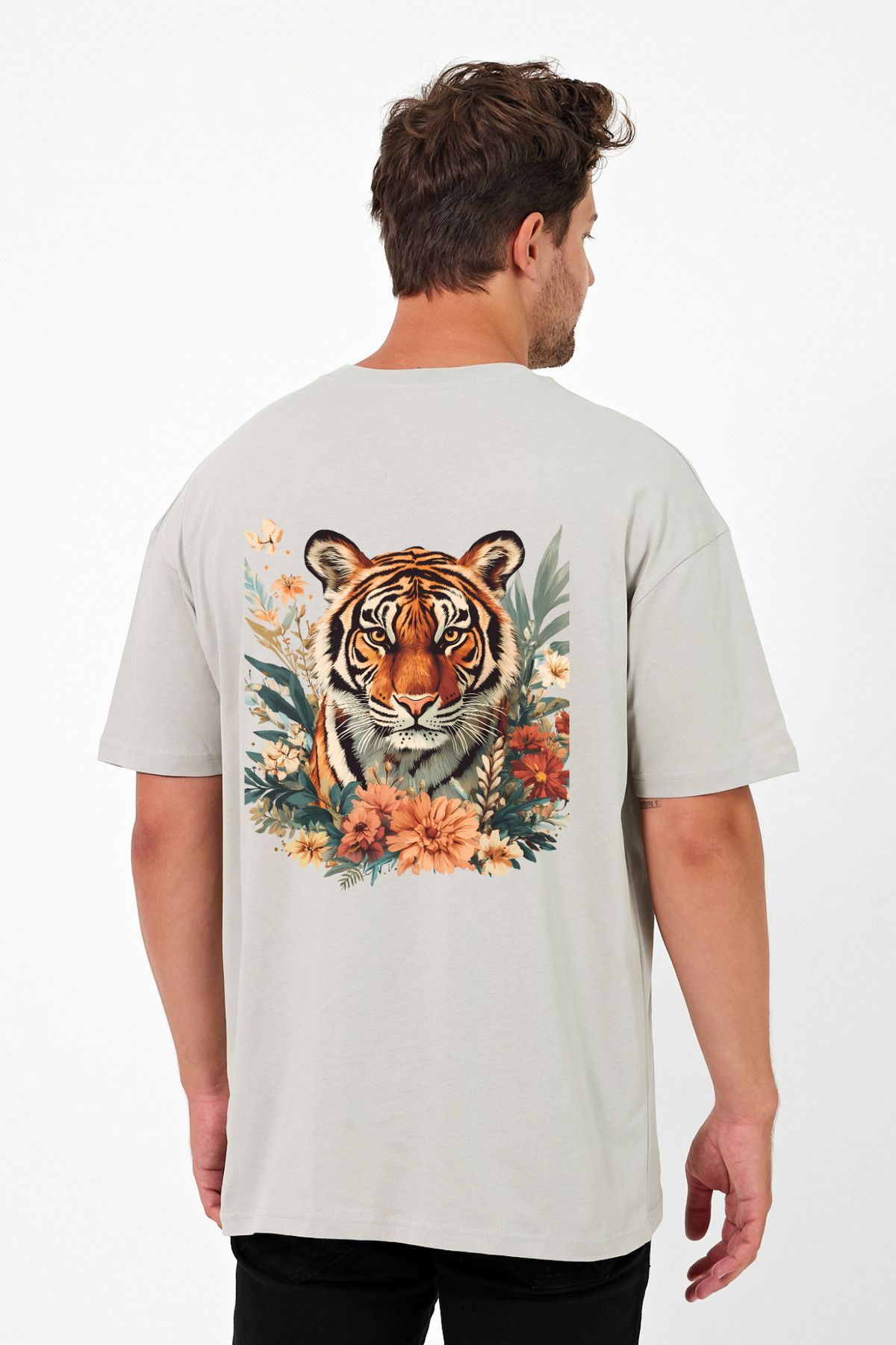 Windy Island Erkek Aslan Sırt Baskılı Oversize T-shirt
