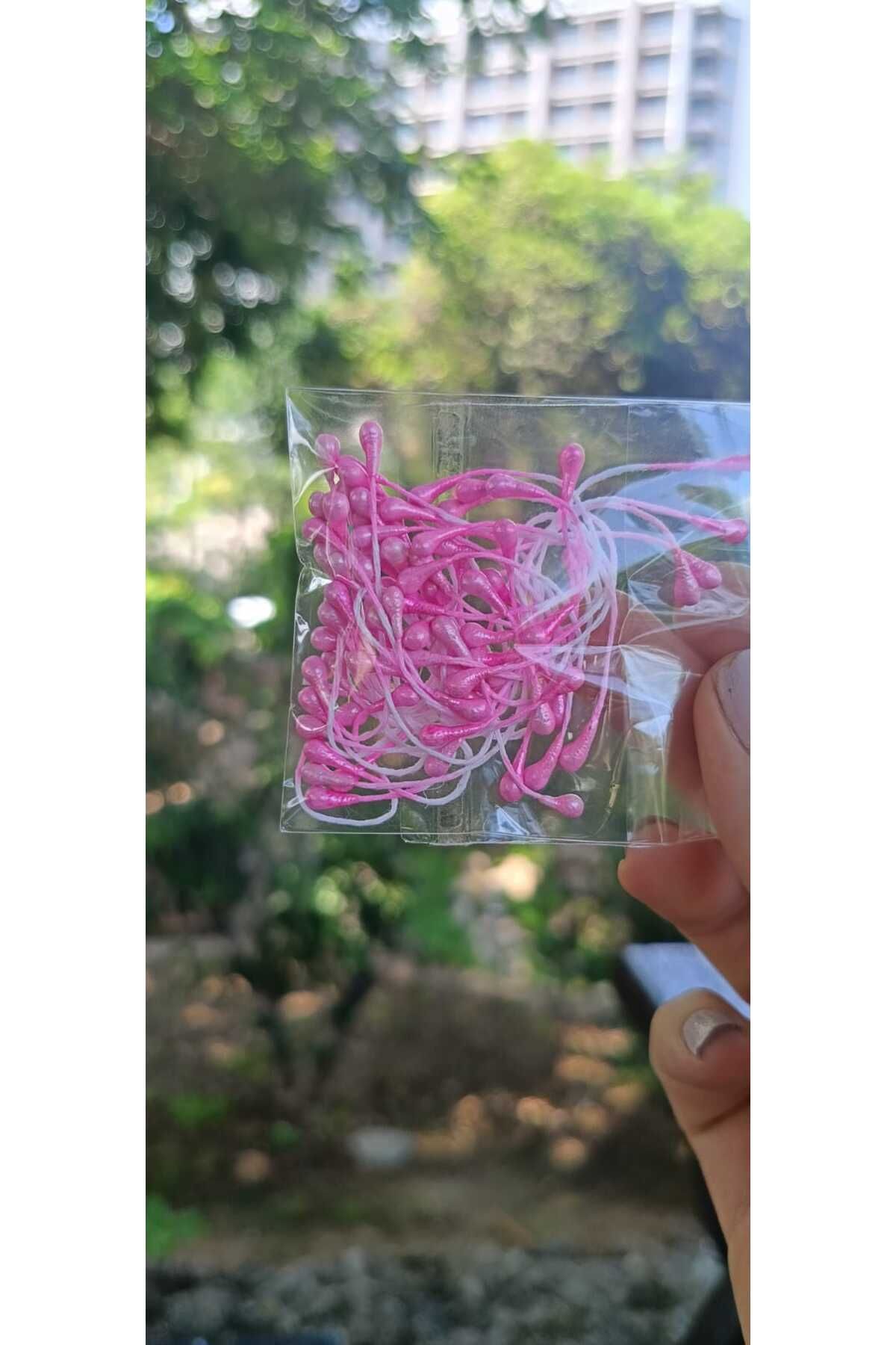 hobidaşım Pembe Yapay Çiçek Poleni – 40'lı Paket Hobi ve Dekoratif Süsleme Malzemesi