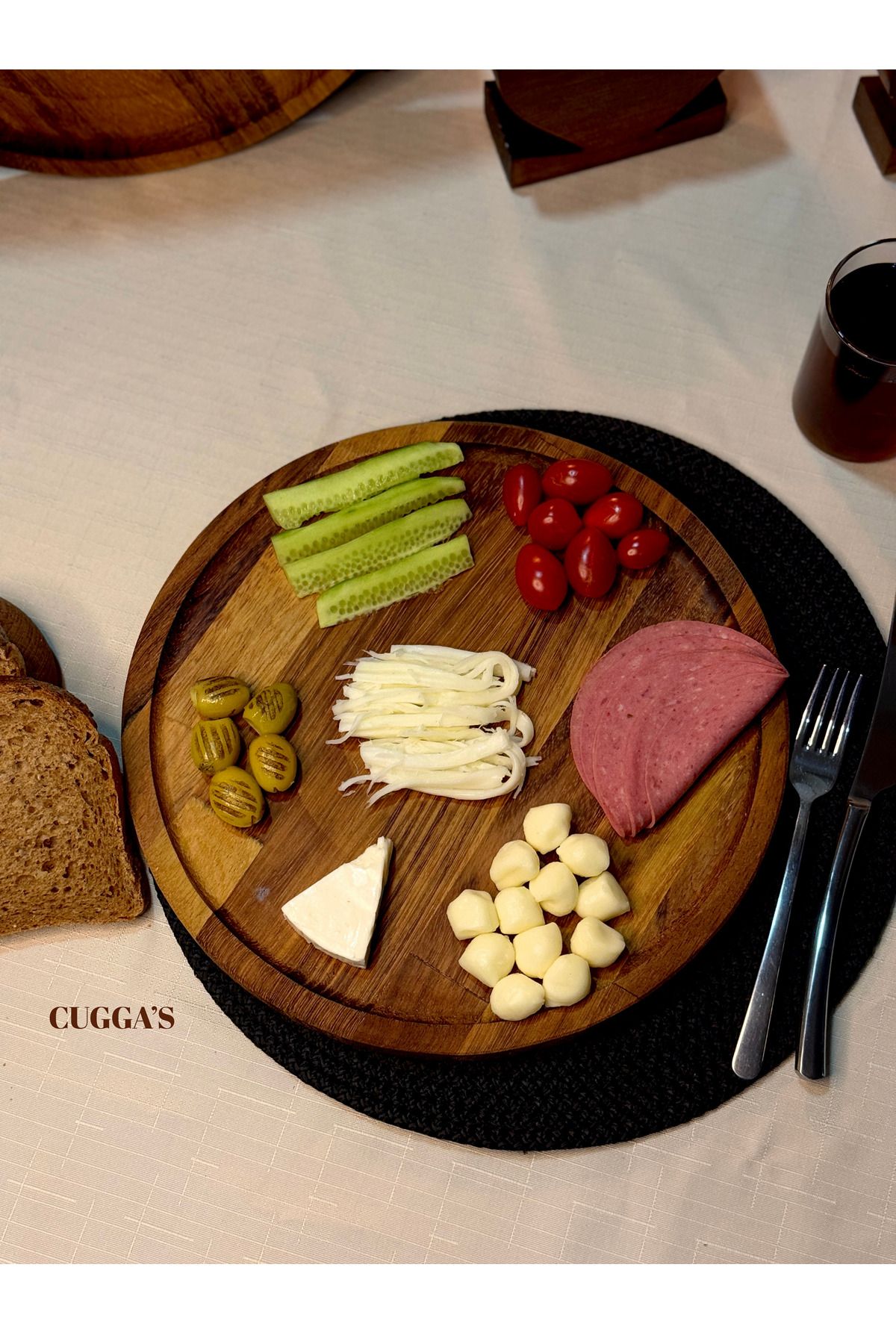 CUGGA'S Akasya Ağacından 2 Parça Kahvaltı Servis Tabağı, Meyve, Kahvaltı ve Daha Fazlası, Şık Servis Tabağı