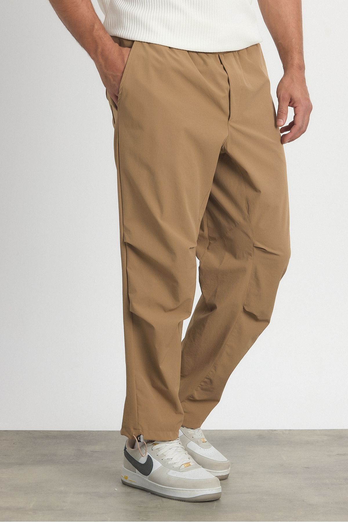 İLKCET MODA Likralı Esnek Stoper Detay Baggy Pantolon