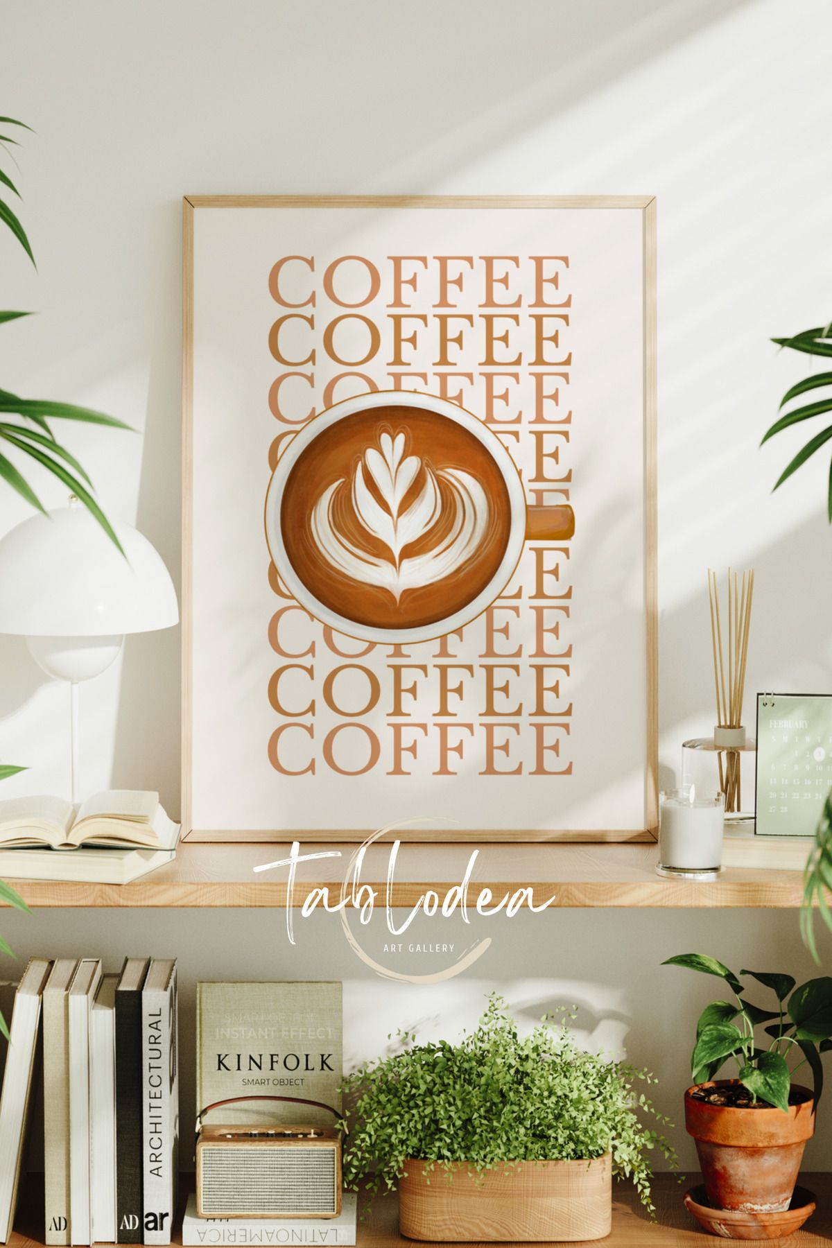 tablodea Modern Kahve Köşesi Dekoru Çerçeveli Poster Tablo, Minimalist Yazılı Dekoratif Bohem Mutfak Tablosu