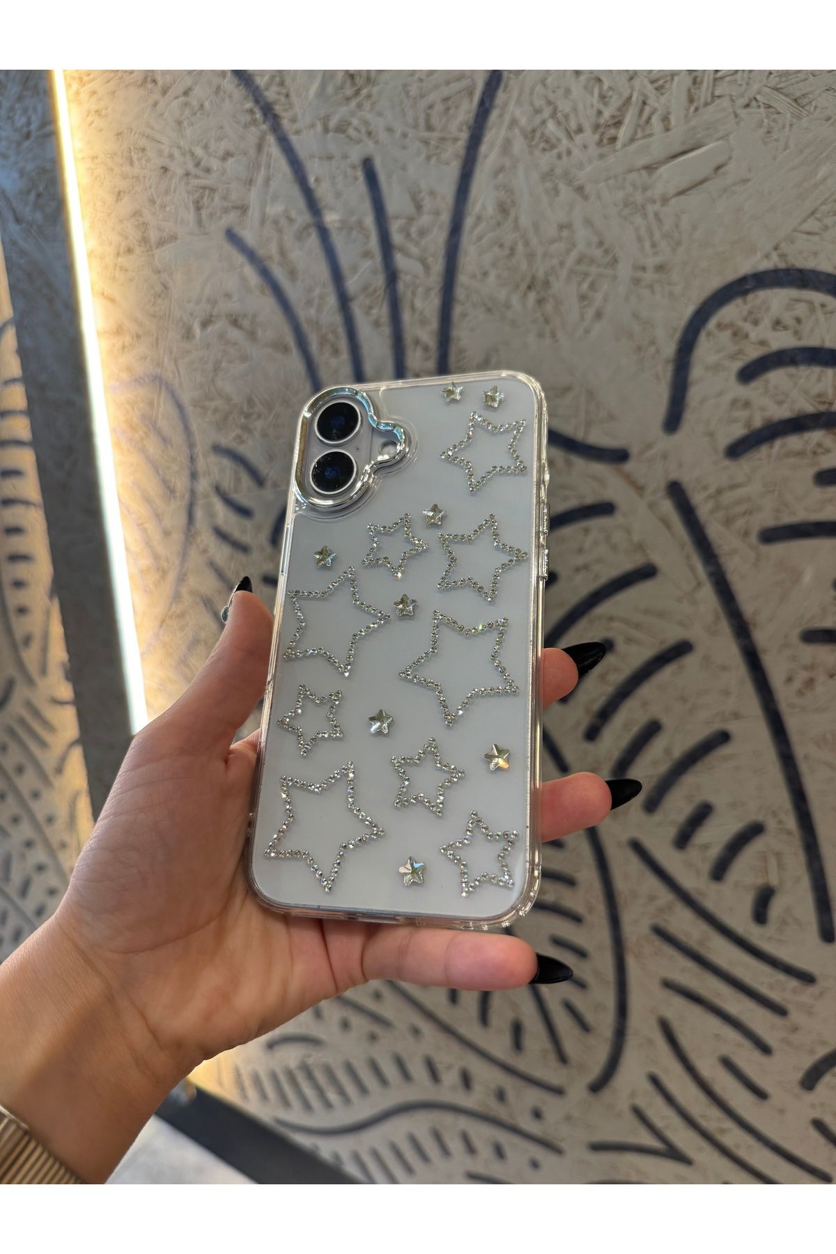 Mois Case İPhone 16 plus uyumlu Şeffaf Yıldızlı kılıf