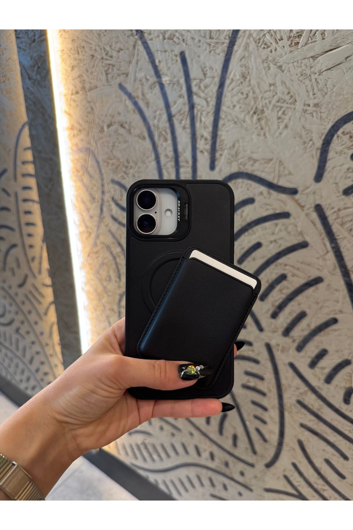 Mois Case İPhone 16 plus uyumlu Premium deri cüzdanlı kılıf