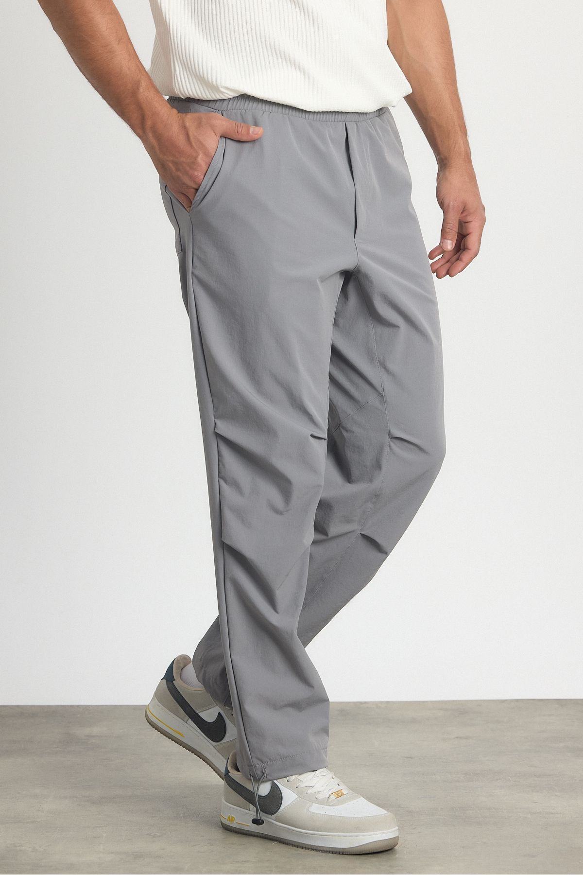 İLKCET MODA Likralı Esnek Stoper Detay Baggy Pantolon
