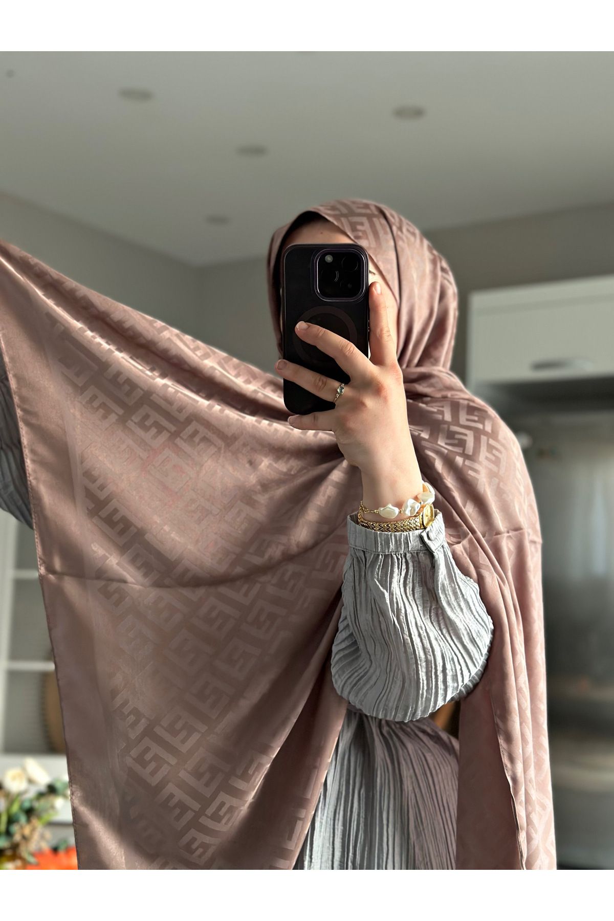 Sane Home Vizon Şal Tesettür Şal Jakar Şal Kaydırmaz Şal