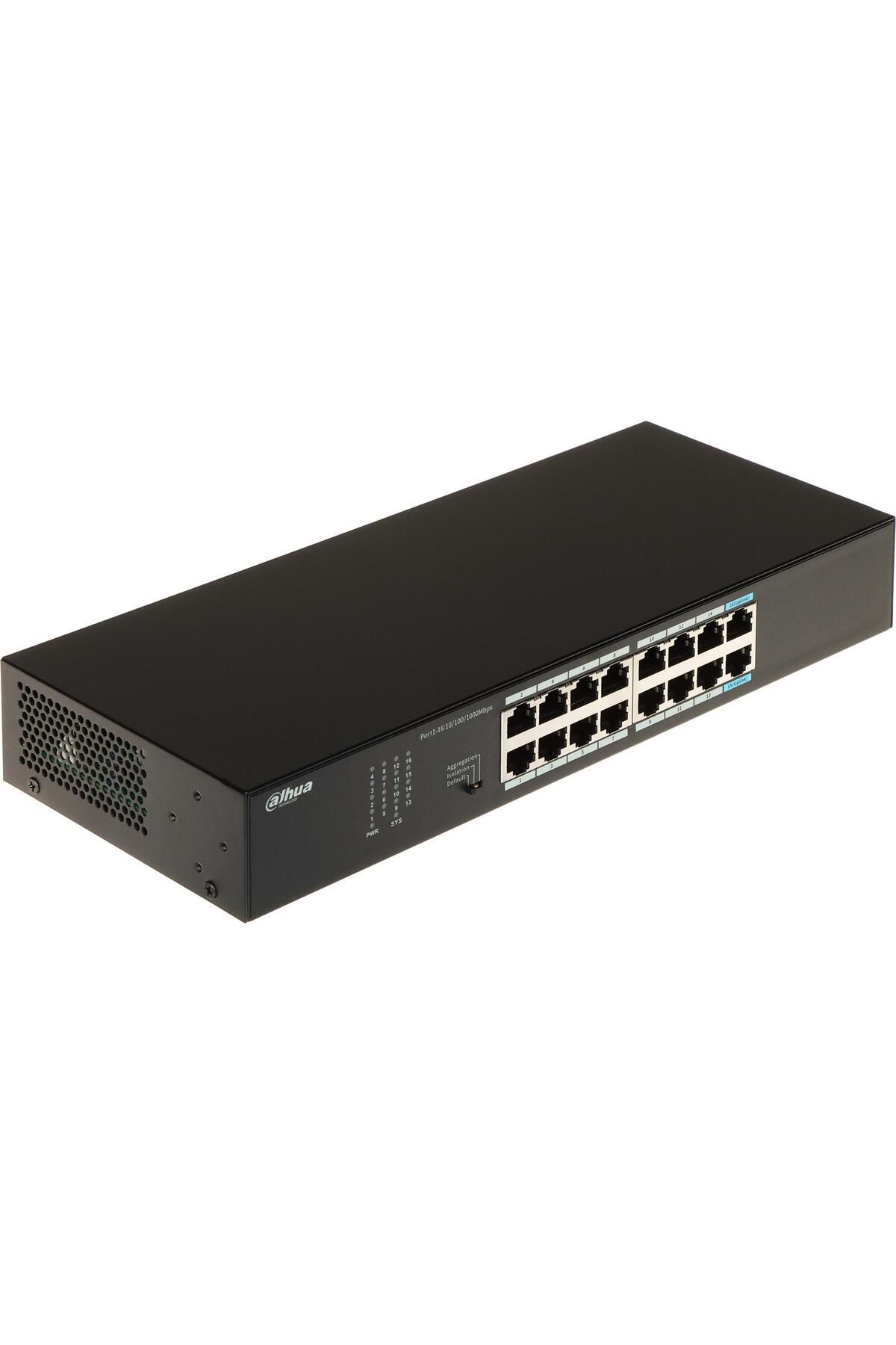 DAHUA-Switch 16 porturi Unmanaged, S3016-16GT, Interfata: 14 x 10/100 Mbps, 2x uplink, Capacita 1