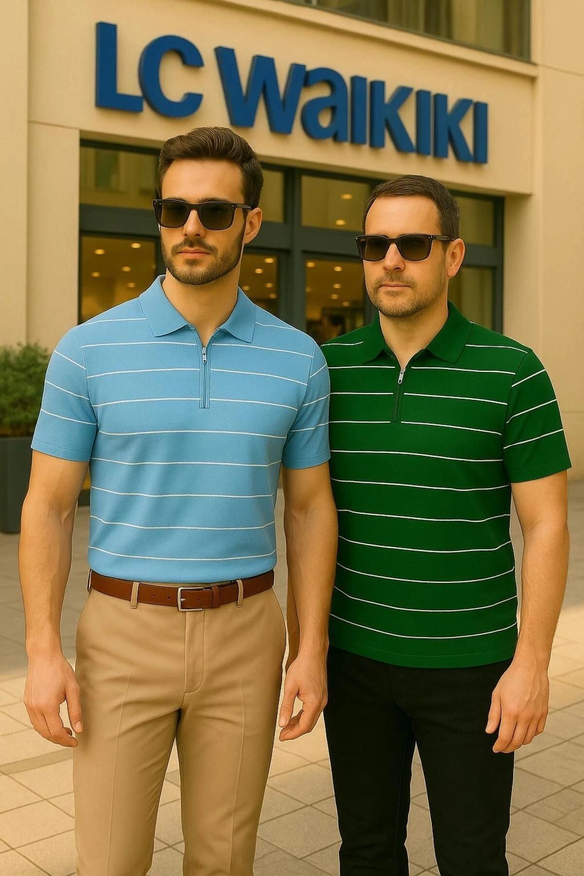 LC Waikiki 3'lü Avantajlı Paket Polo Yaka Fermuarlı Çizgili Kısa Kollu Erkek Yazlık Triko Tişört / T-shirt