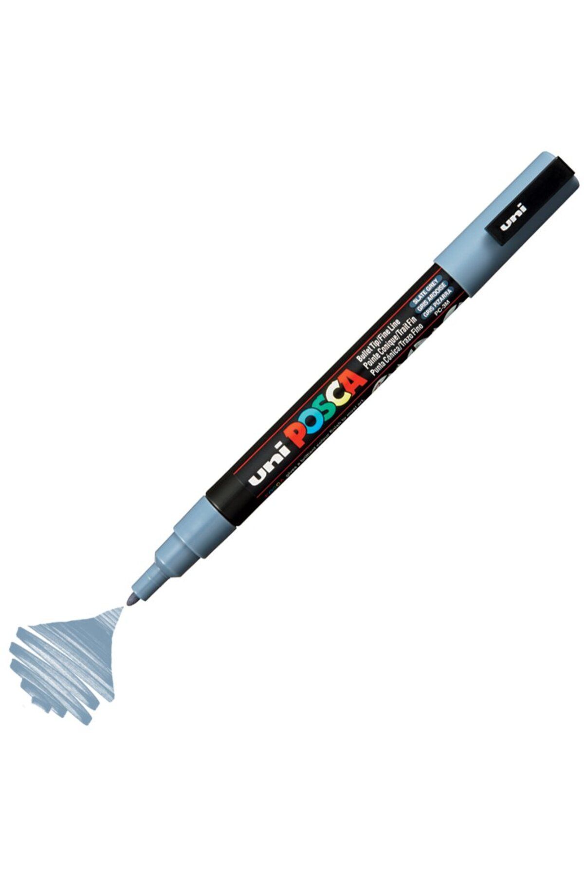 Uni Posca Marker Akrilik Boyama Kalemi PC-3M 0.9-1.3mm Kurşun Gri