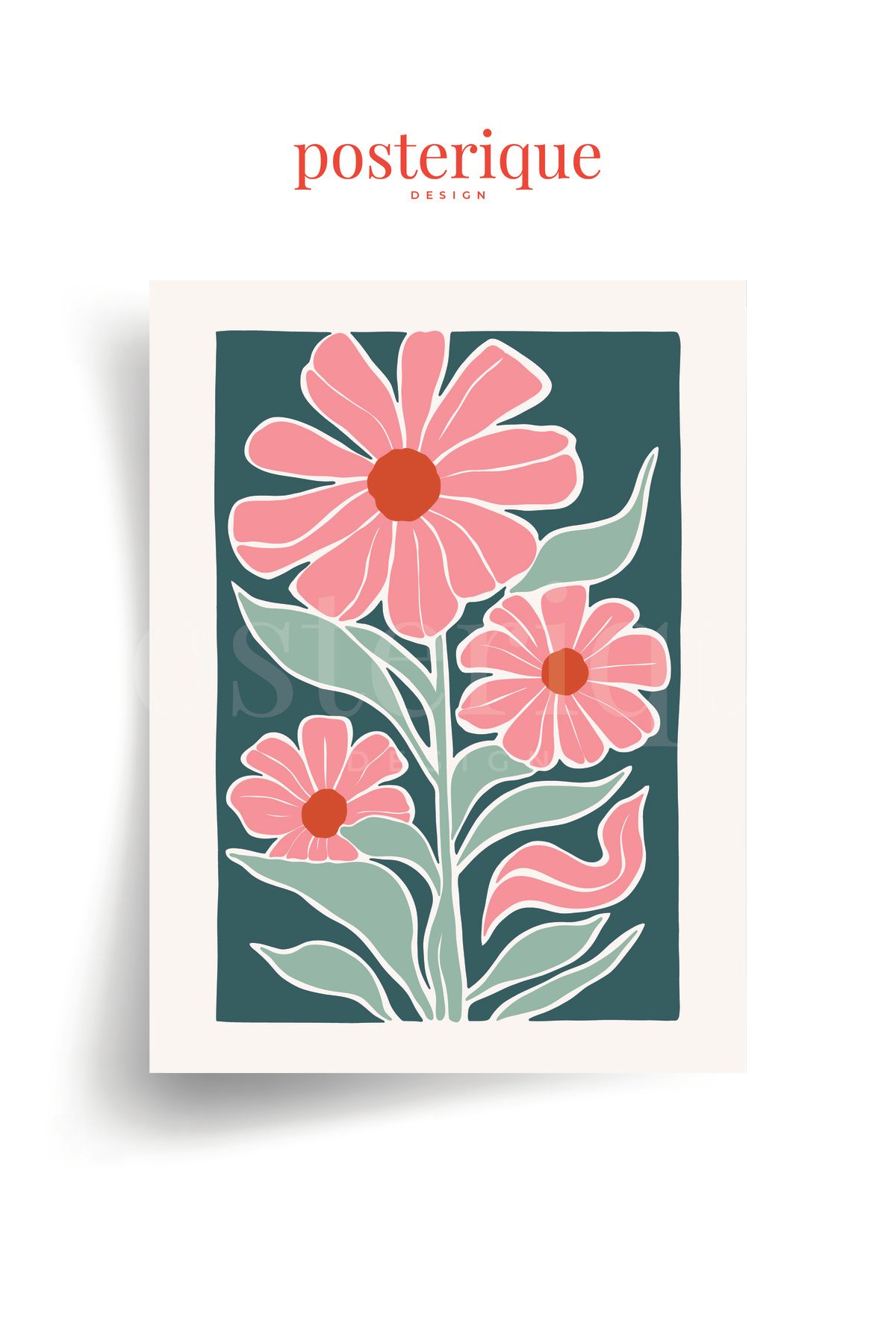 posterique 4 lü set Eclectic Flower Çerçevesiz Tablo Çerçevesiz Poster Modern Poster