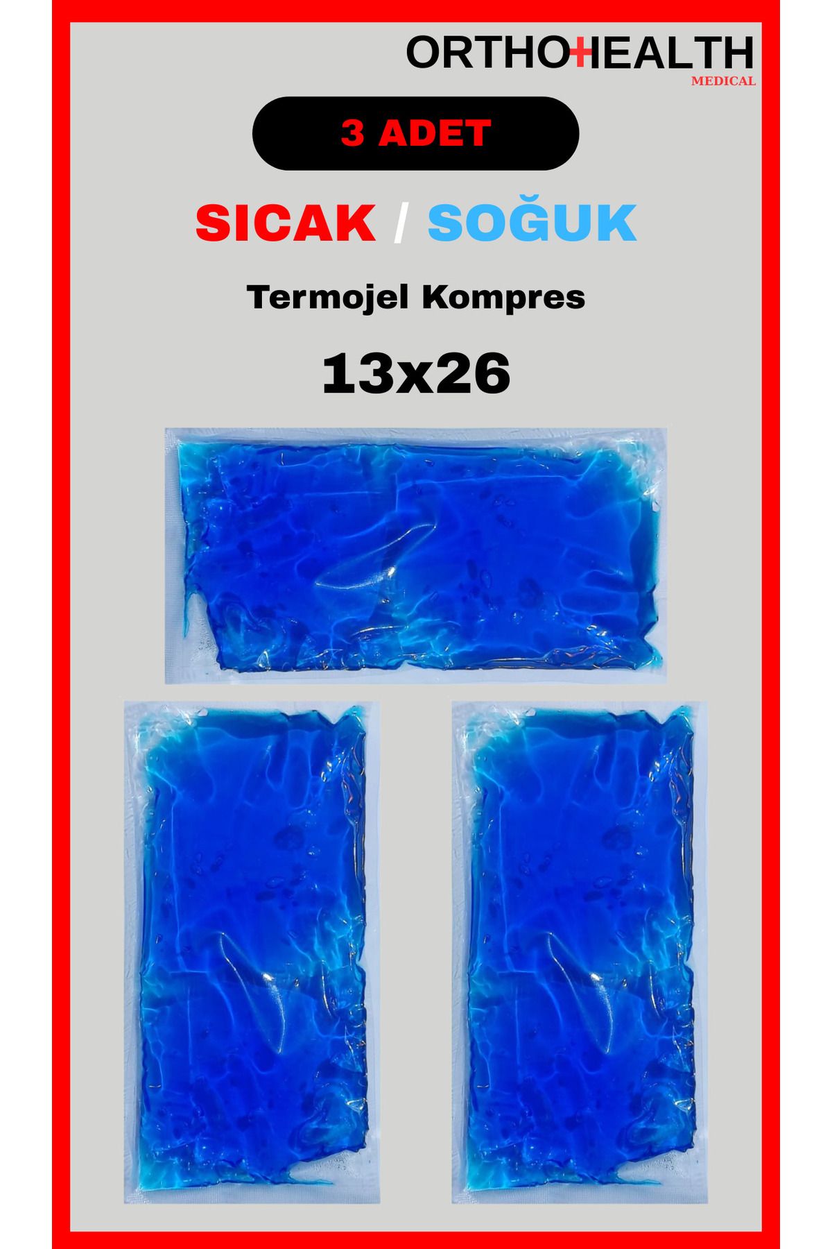 orthohealthmedical Termojel Sıcak Ve Soğuk Kompres Jel Buz Paketi, (3 Adet 13x26cm)
