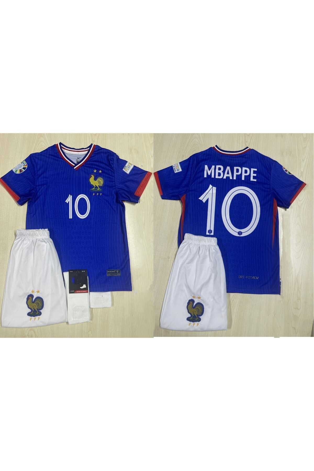 yenteks CRİSTİANO RONALDO FRANSA MBAPPE ÇOCUK FORMA TAKIMI 4'LÜ SET ÇORAP+BİLEKLİK HEDİYELİ