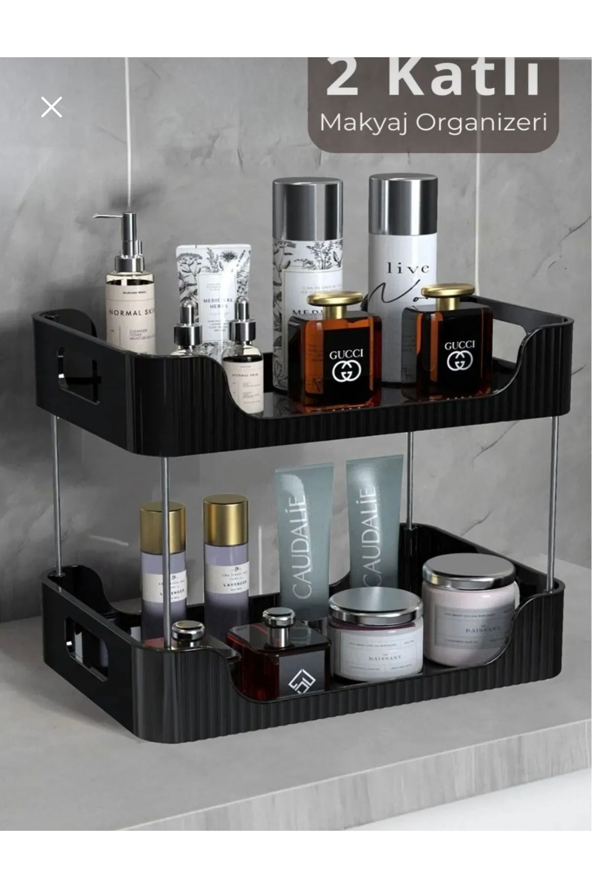 holy 2 Katlı Makyaj Düzenleyici Organizer Çok Amaçlı Banyo Rafı Mutfak Düzenleyici