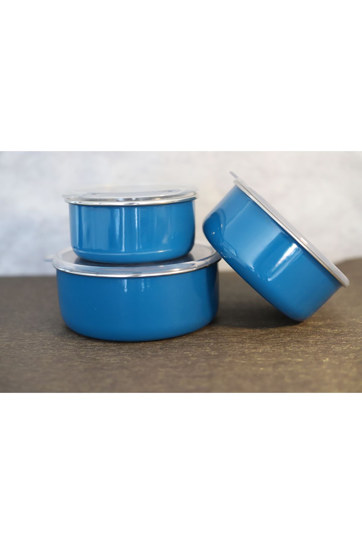 Enamel Piyermary Emaye 3'lü Set Saklama Kabı