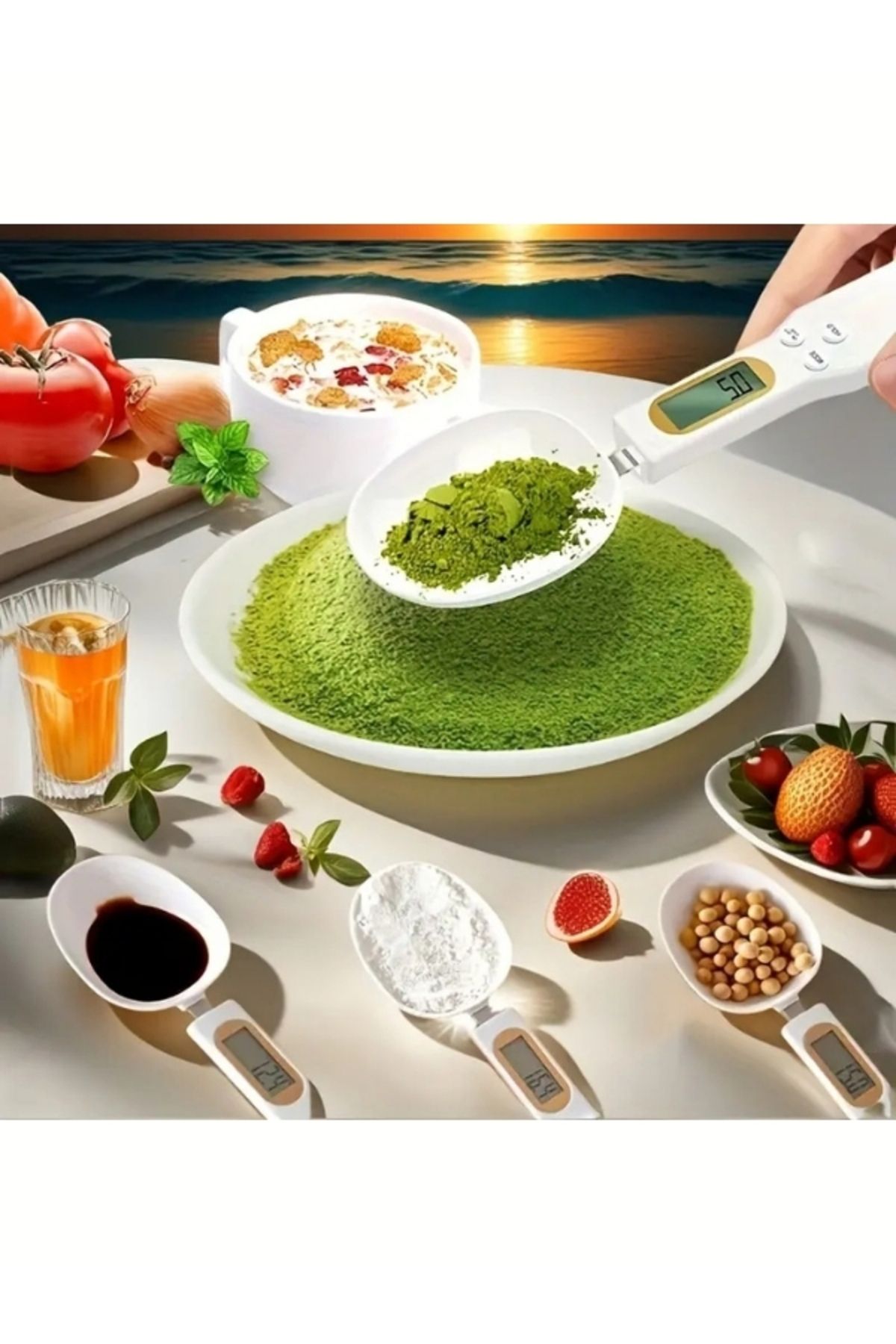 NaturalCharm Dijital Mutfak Tartı Kaşığı LCD Ekranlı Hassas Terazi Gramaj Ölçer Mutfak Aleti 0.1g-500g