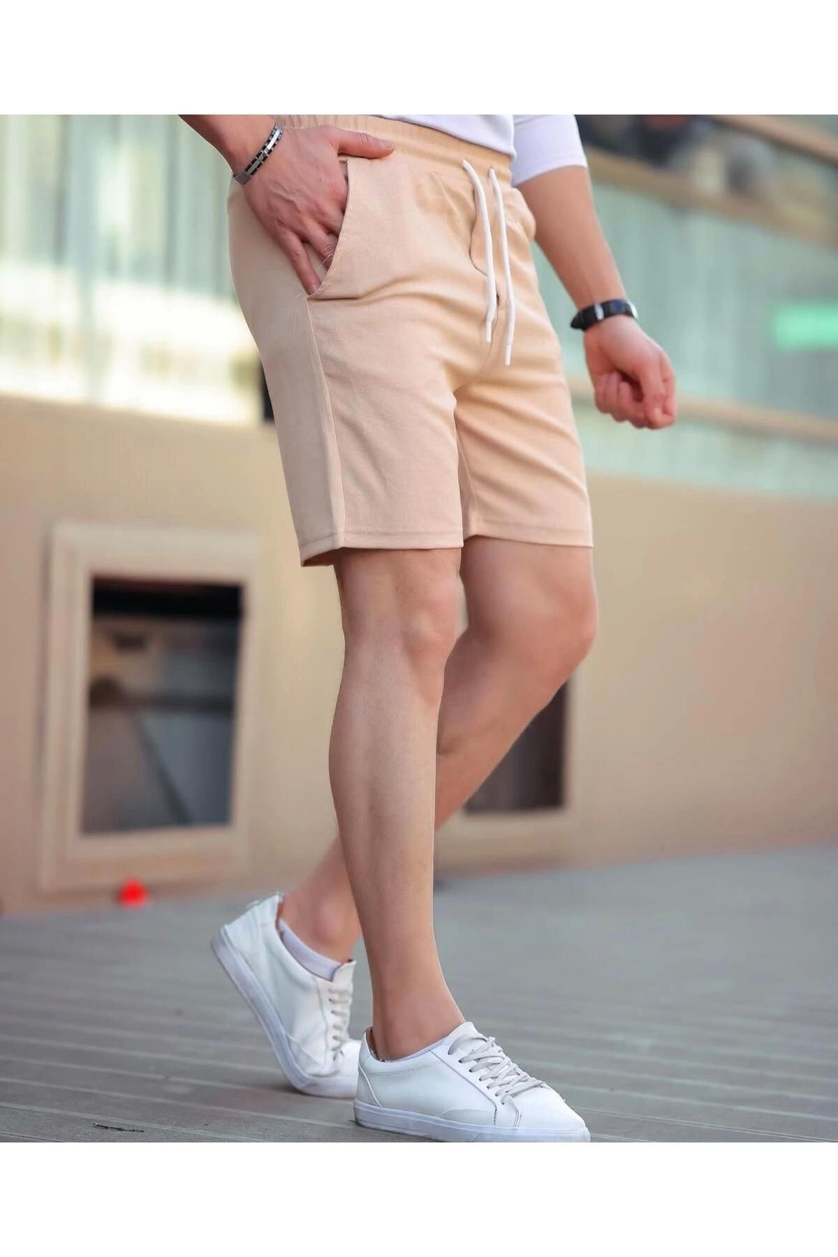 LC Waikiki Erkek Slim Fit Beli Lastikli Bağcıklı Cepli Şort | Pamuklu Yazlık Rahat Kalıp
