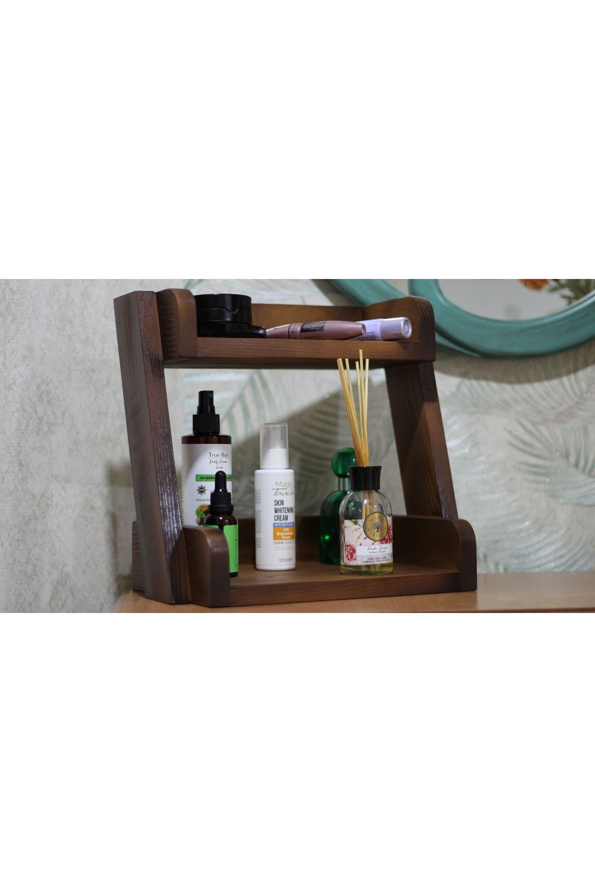 Greenish Home Ahşap Tezgah Üstü Banyo Rafı - Creol